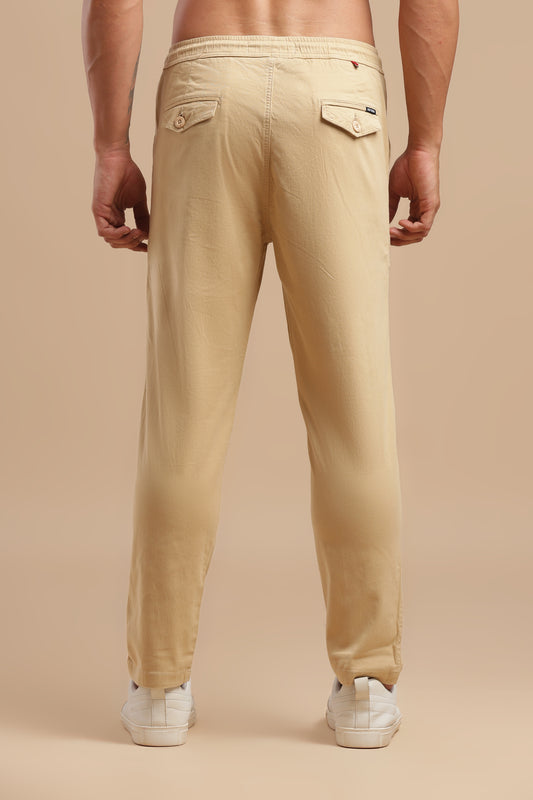 Men’s Beige Drawstring Cargo Pants