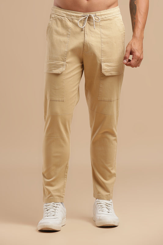 Men’s Beige Drawstring Cargo Pants