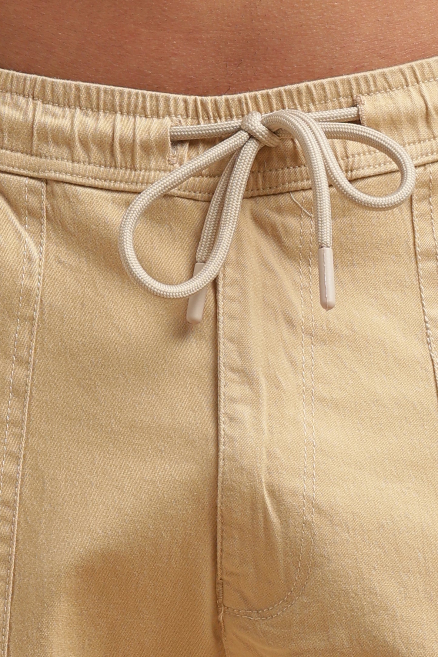 Men’s Beige Drawstring Cargo Pants