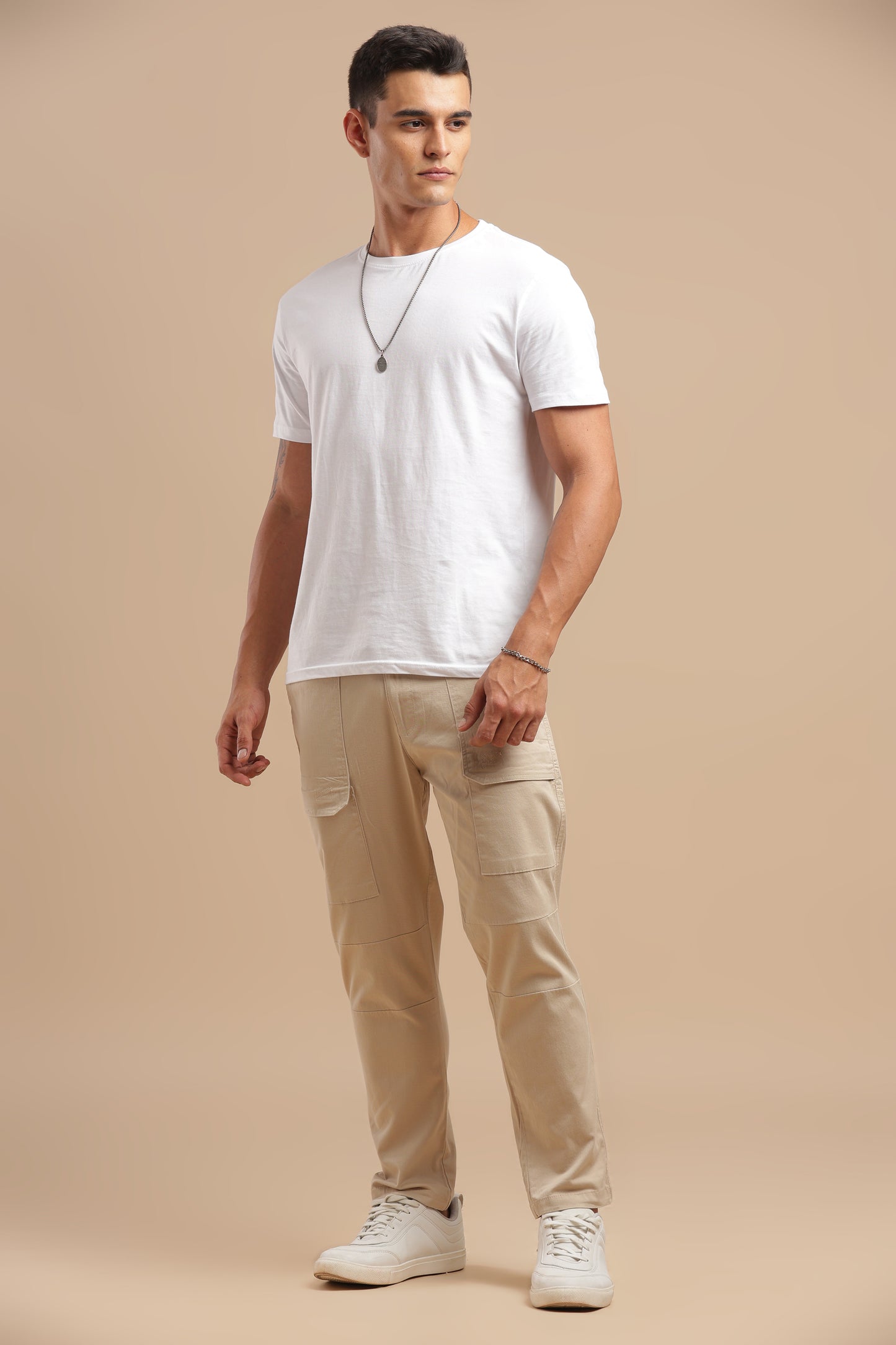 Men’s Sand Beige Drawstring Cargo Pants