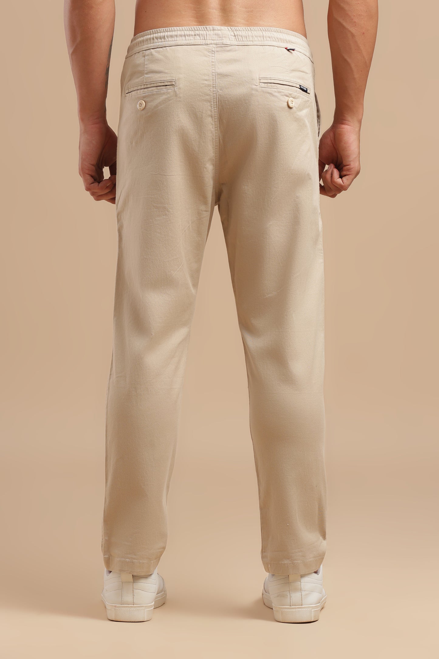 Men’s Sand Beige Drawstring Cargo Pants