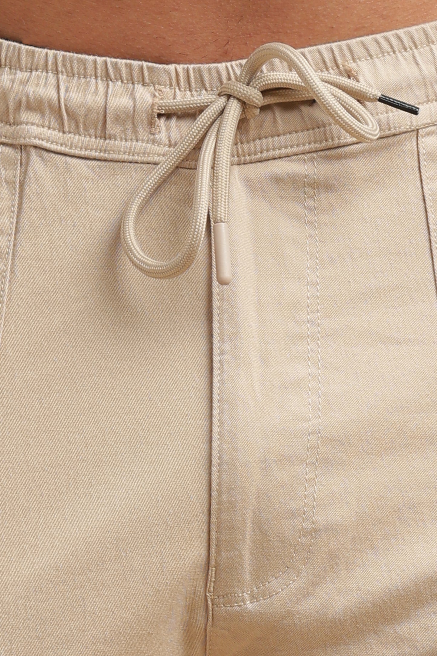 Men’s Sand Beige Drawstring Cargo Pants