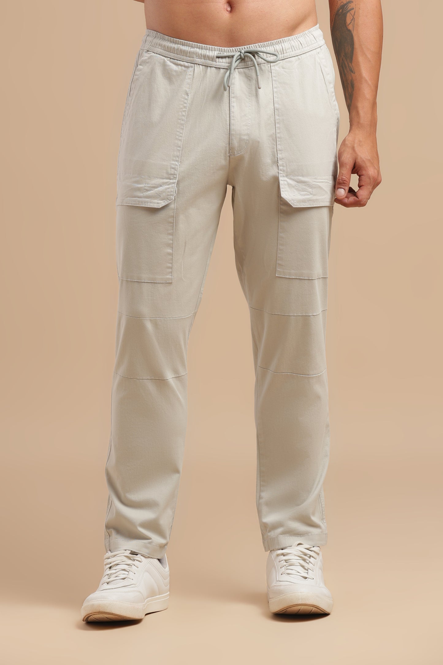 Men’s Light Grey Drawstring Cargo Pants