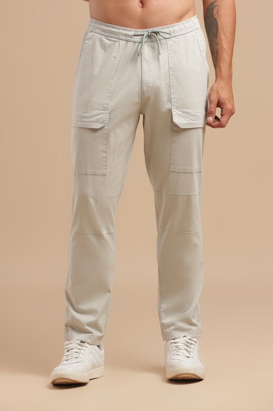 Men’s Light Grey Drawstring Cargo Pants