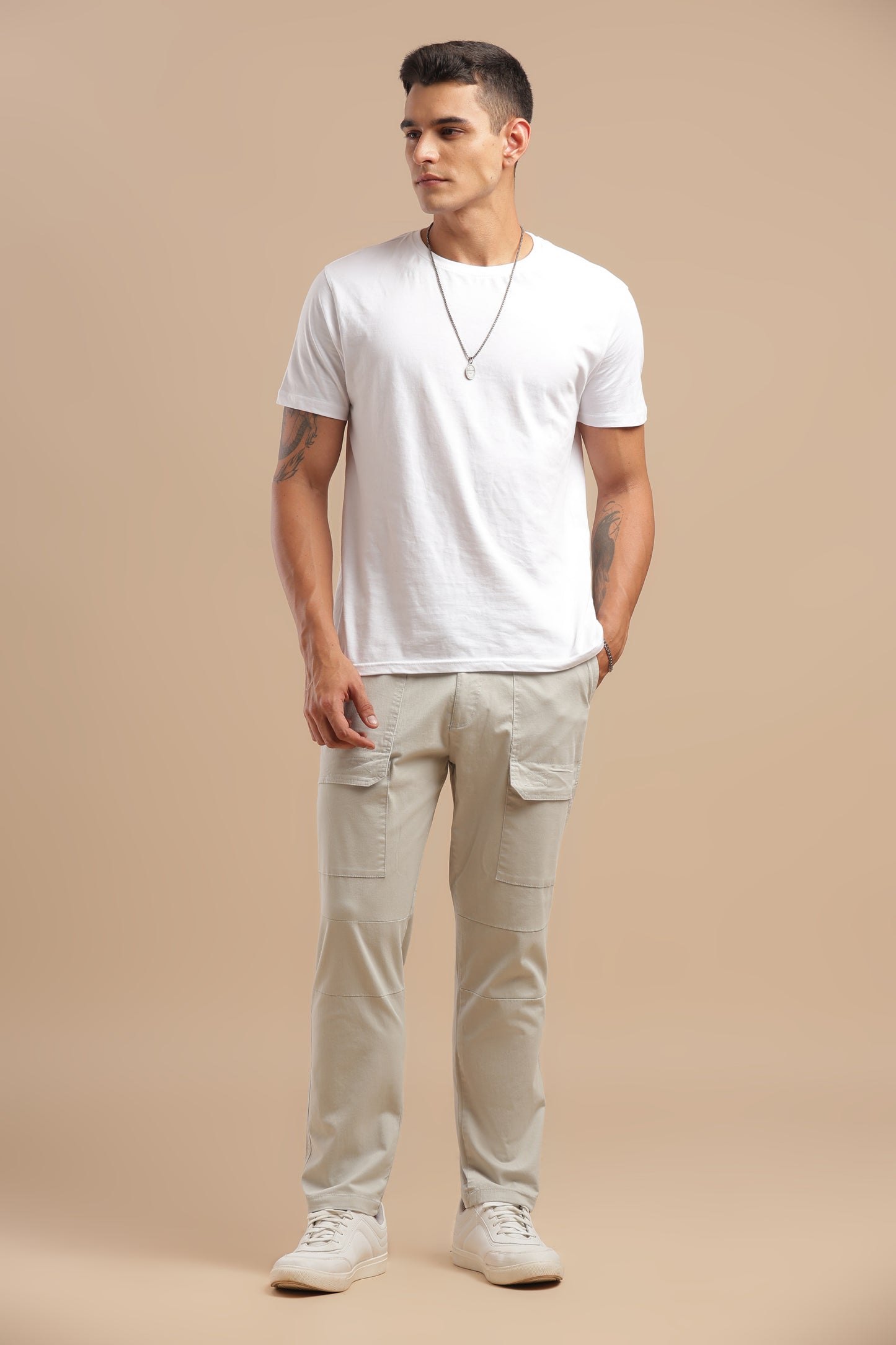 Men’s Light Grey Drawstring Cargo Pants