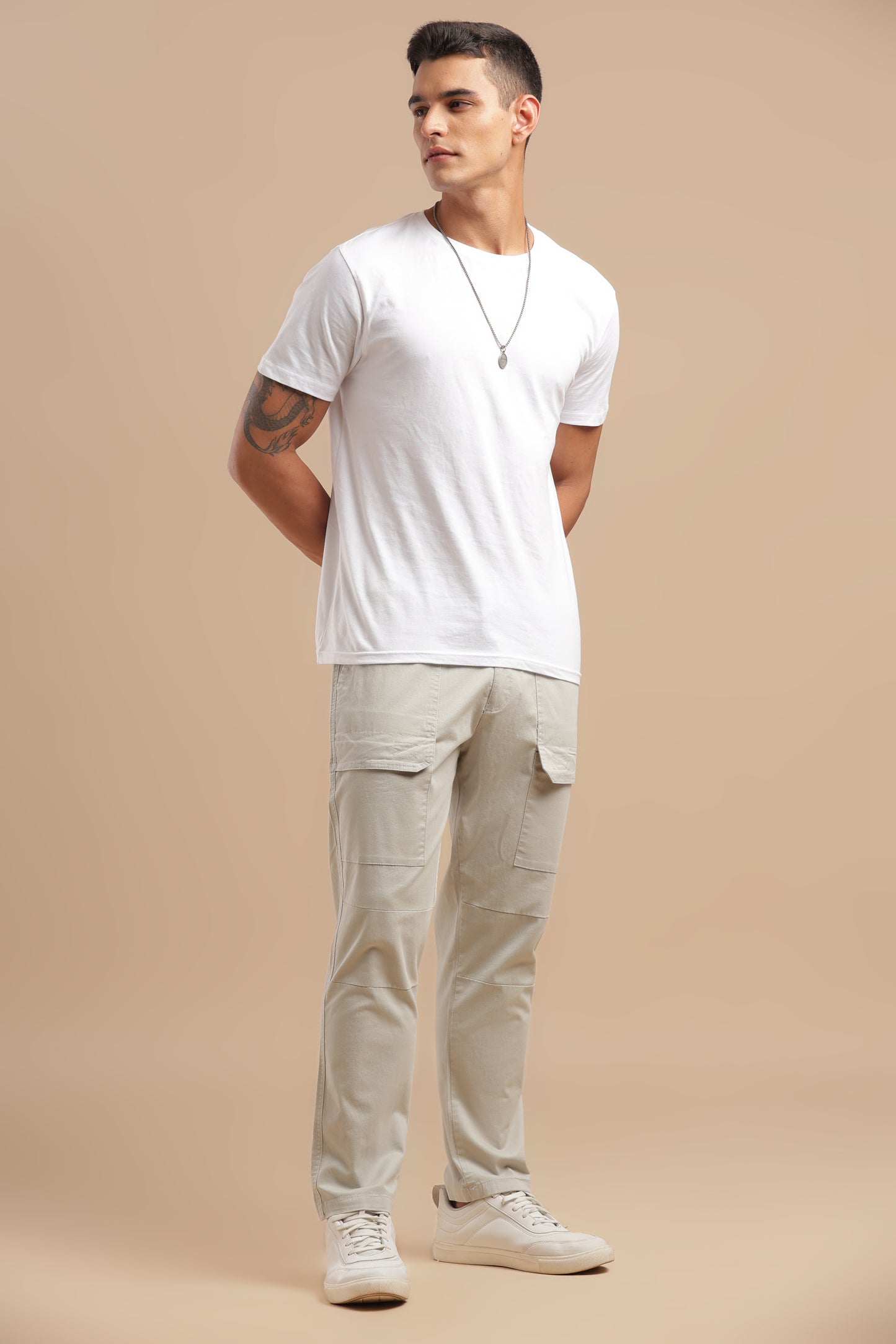 Men’s Light Grey Drawstring Cargo Pants
