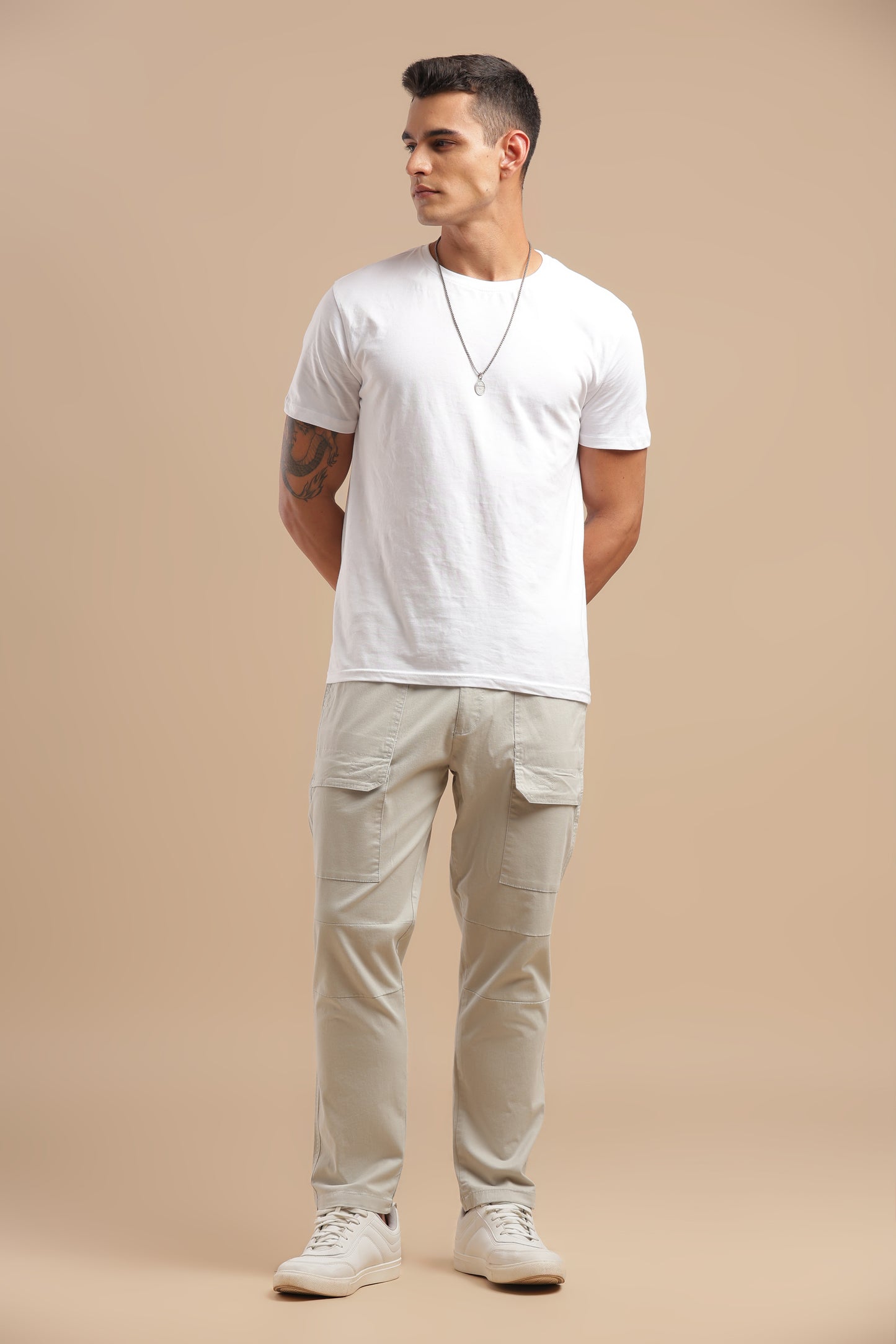 Men’s Light Grey Drawstring Cargo Pants
