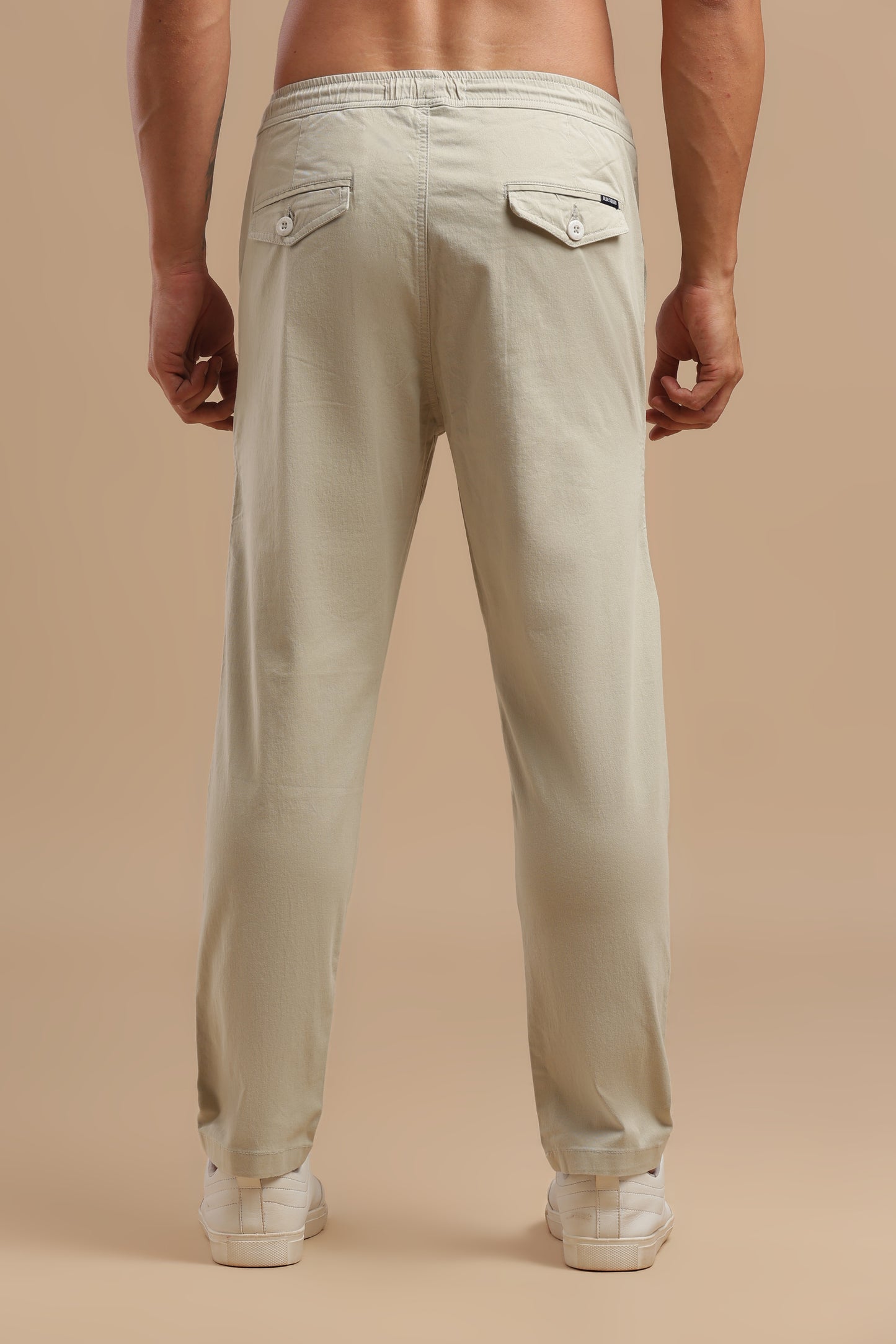 Men’s Cream Drawstring Cargo Pants