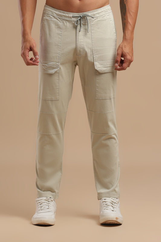 Men’s Cream Drawstring Cargo Pants