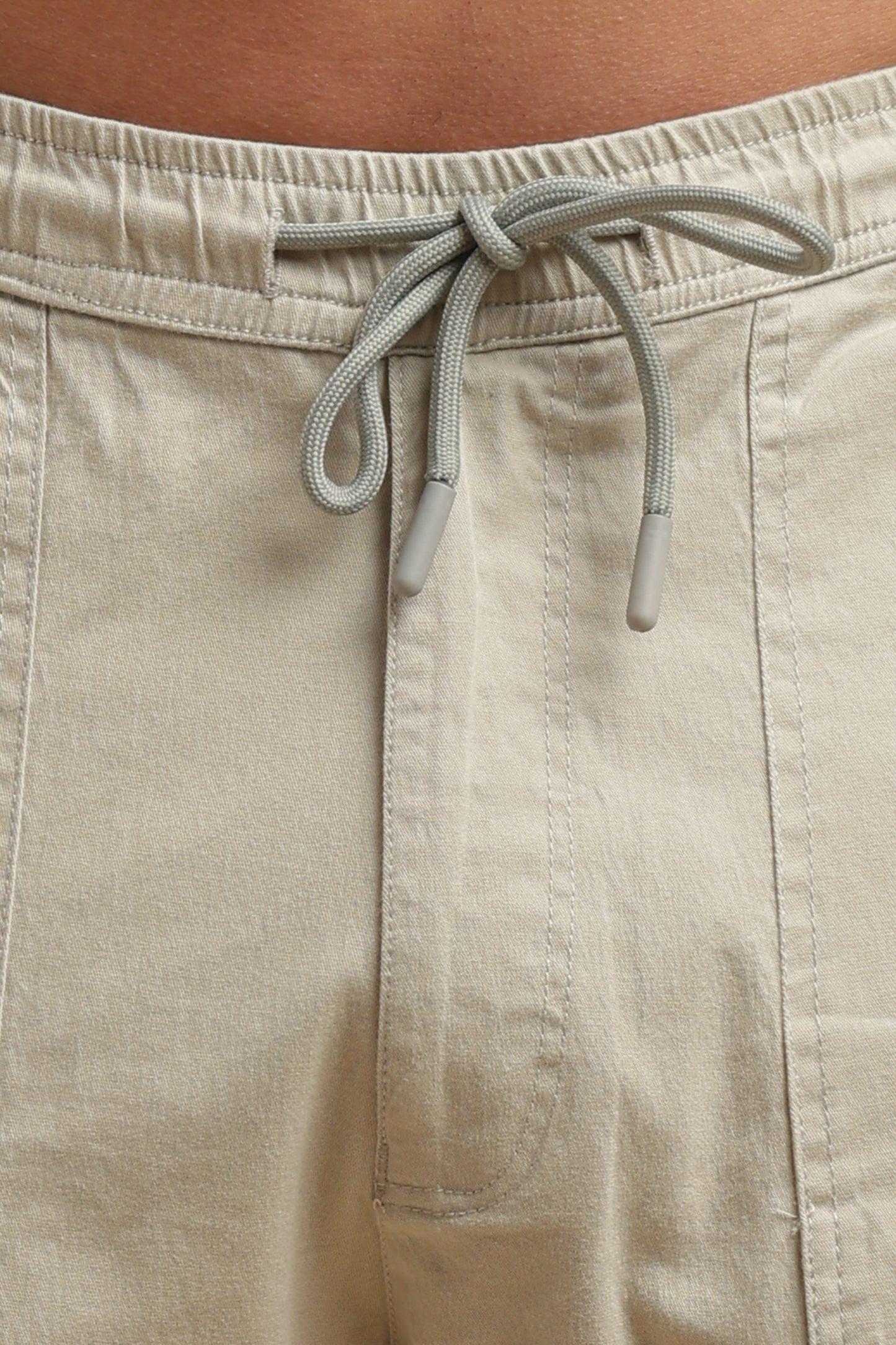Men’s Cream Drawstring Cargo Pants