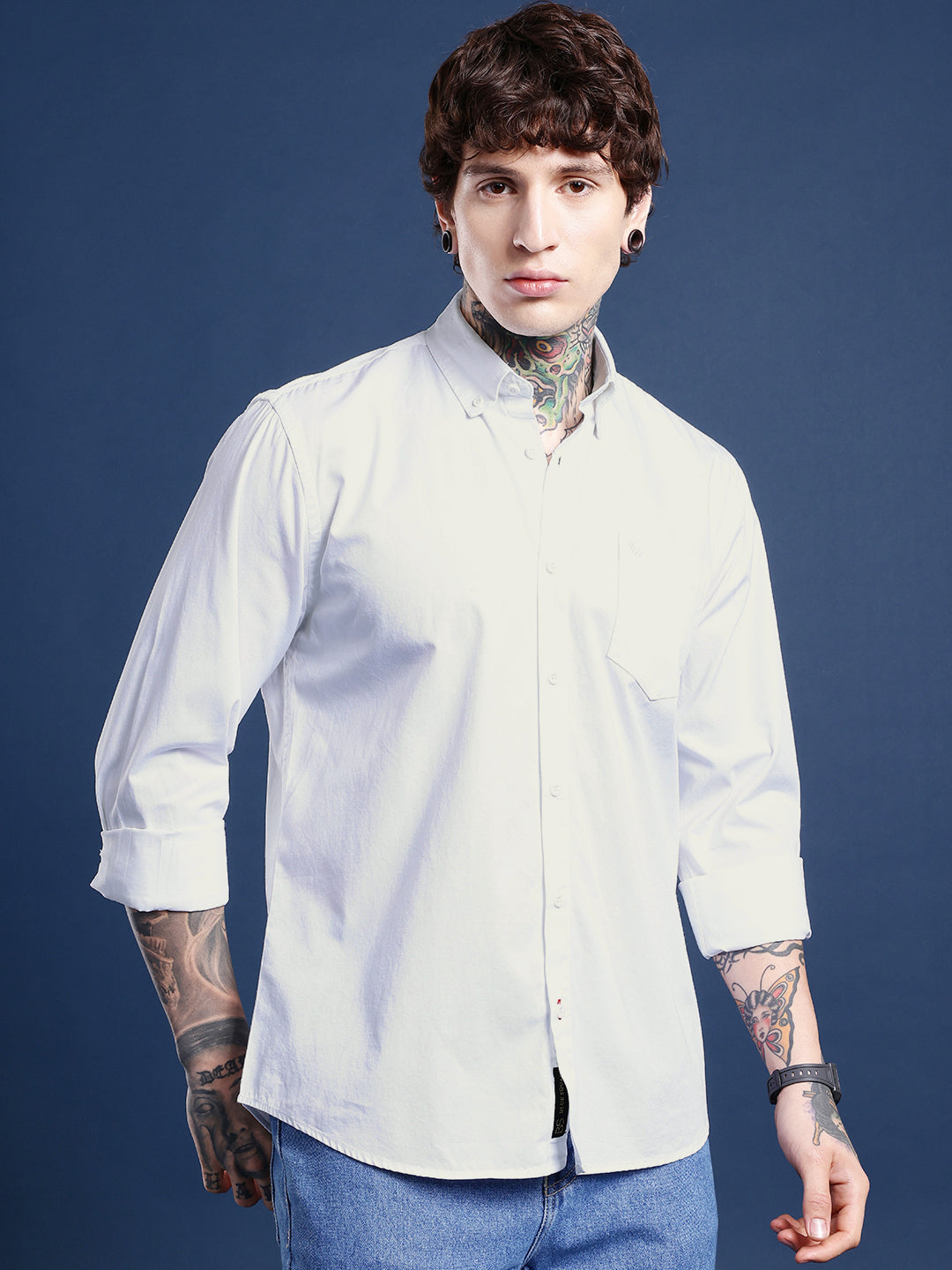 Bright White Oxford Cotton Shirt – Button-Down Collar & Chest Pocket
