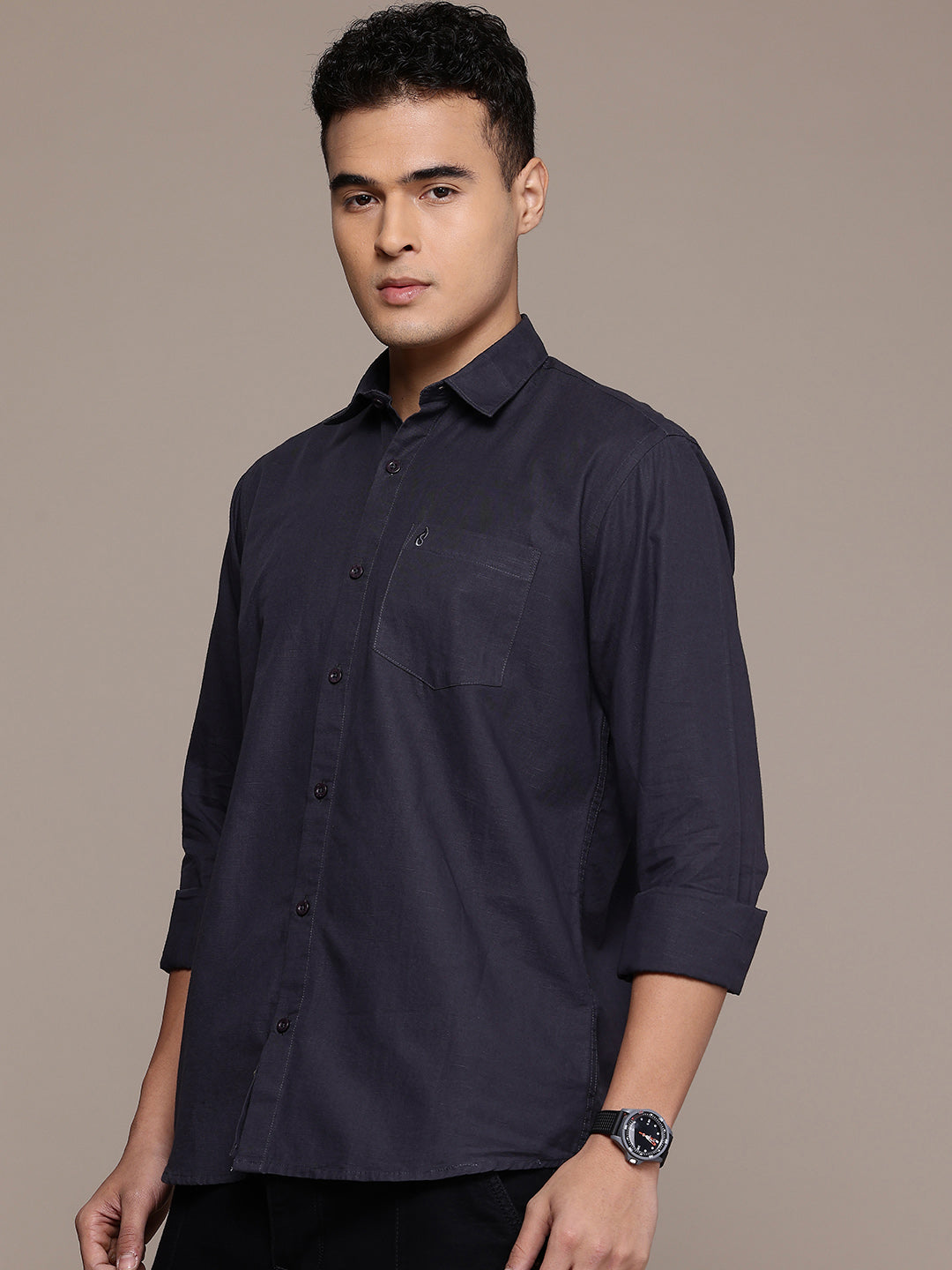 Men’s Slate Grey Linen Full Sleeves Casual Shirt