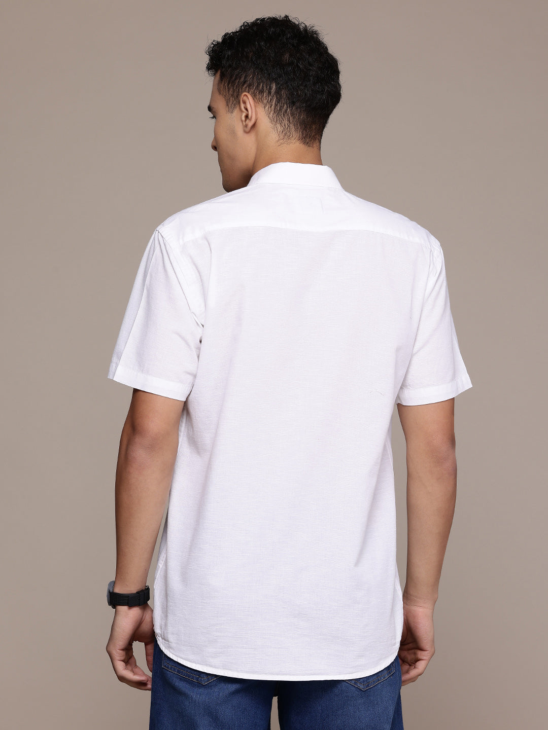 Men’s White Linen Half Sleeves Casual Shirt