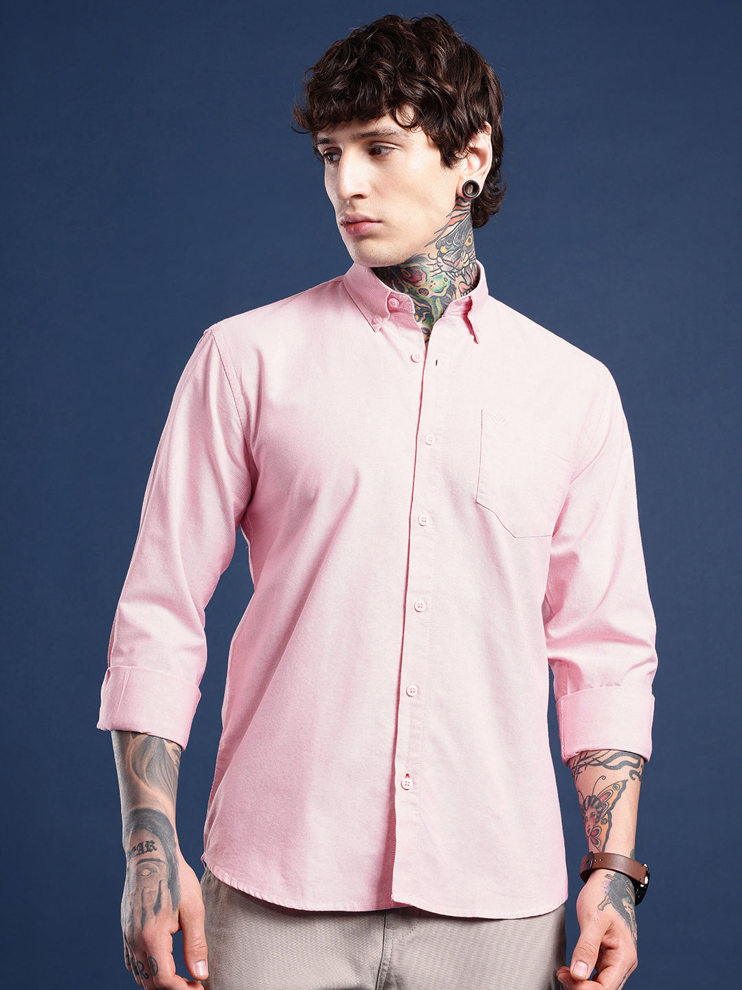 Blush Pink Oxford Cotton Shirt – Button-Down Collar & Chest Pocket