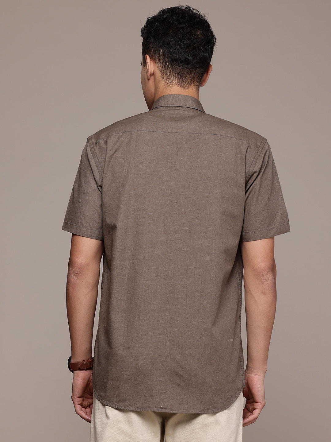 Men’s Brown Linen Half Sleeves Casual Shirt