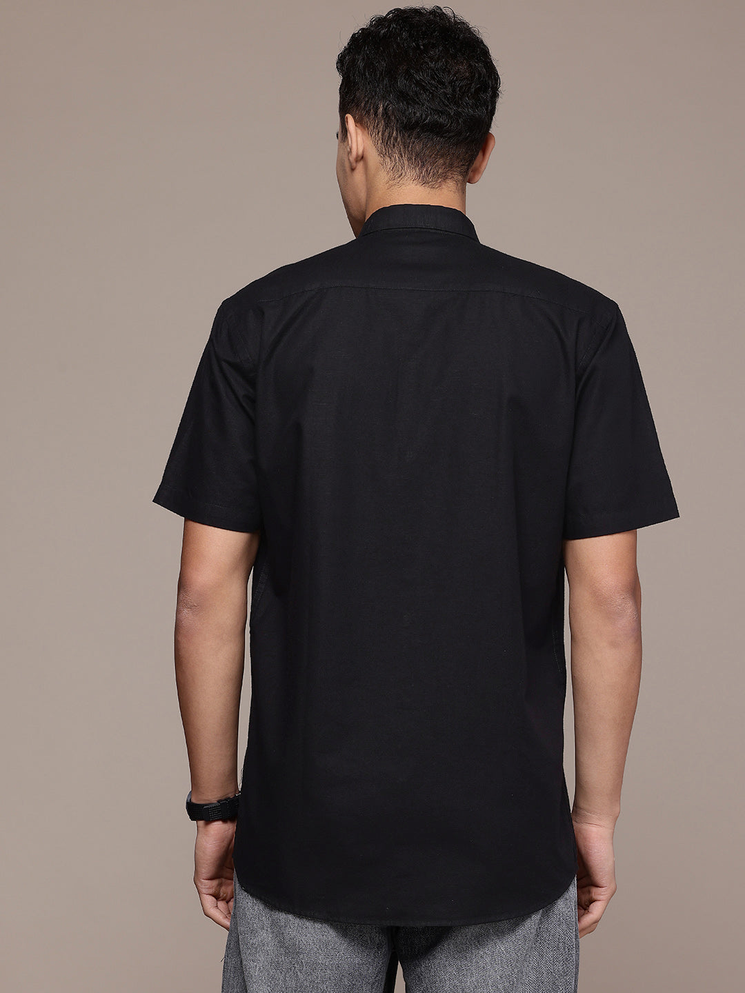 Men’s Black Linen Half Sleeves Casual Shirt