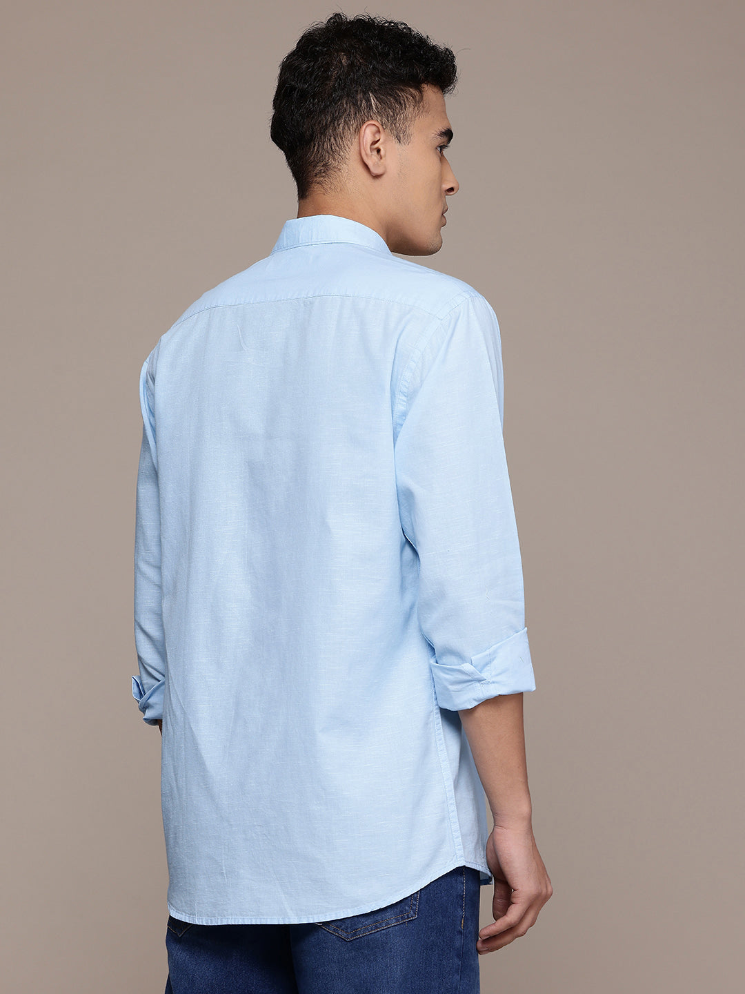 Men’s Light Blue Linen Full Sleeves Casual Shirt