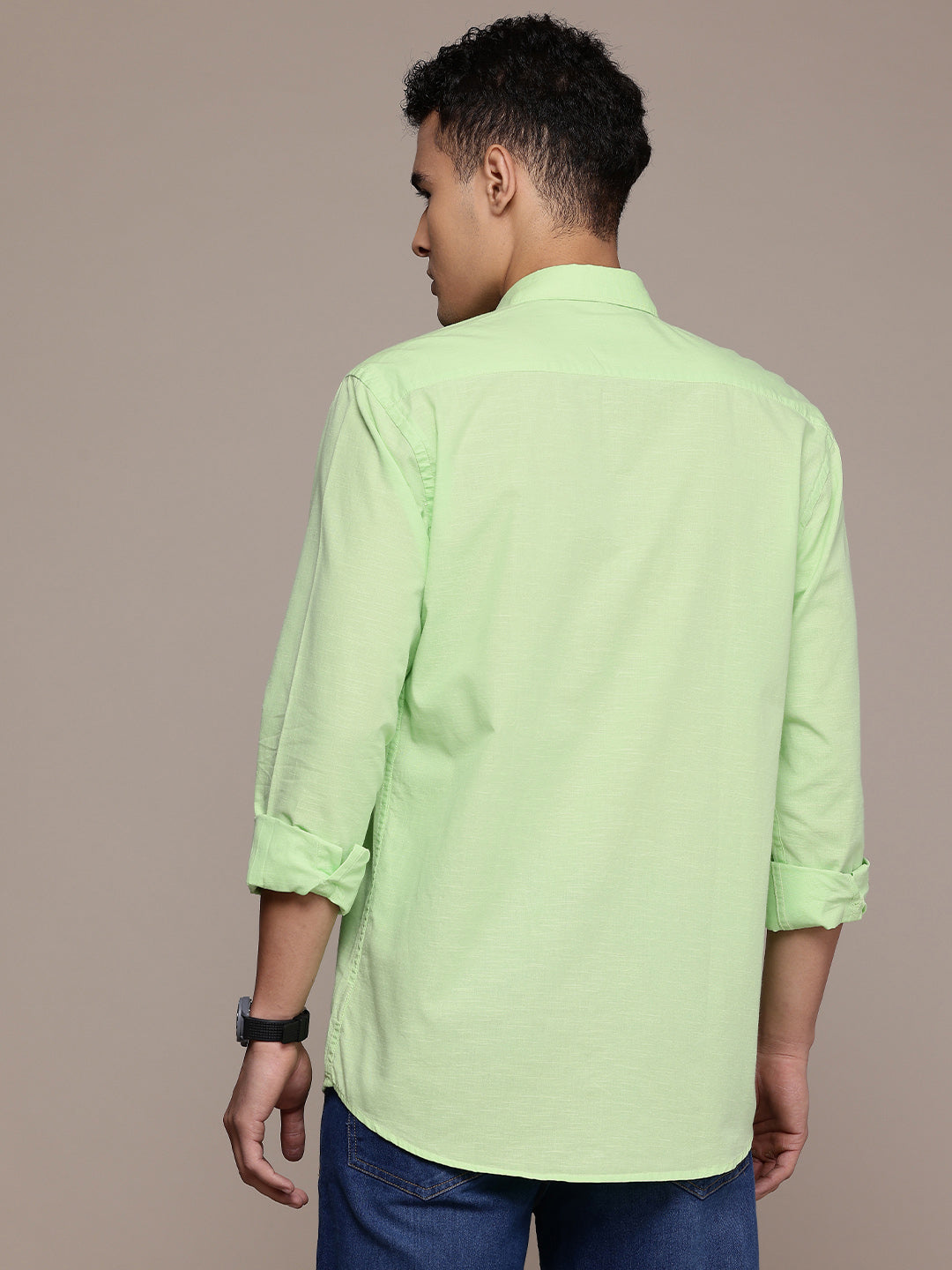 Men’s Pista Green Linen Full Sleeves Casual Shirt