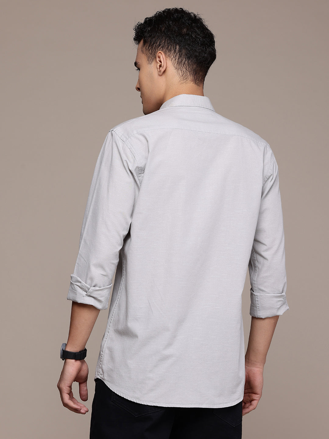 Men’s Light Grey Linen Full Sleeves Casual Shirt