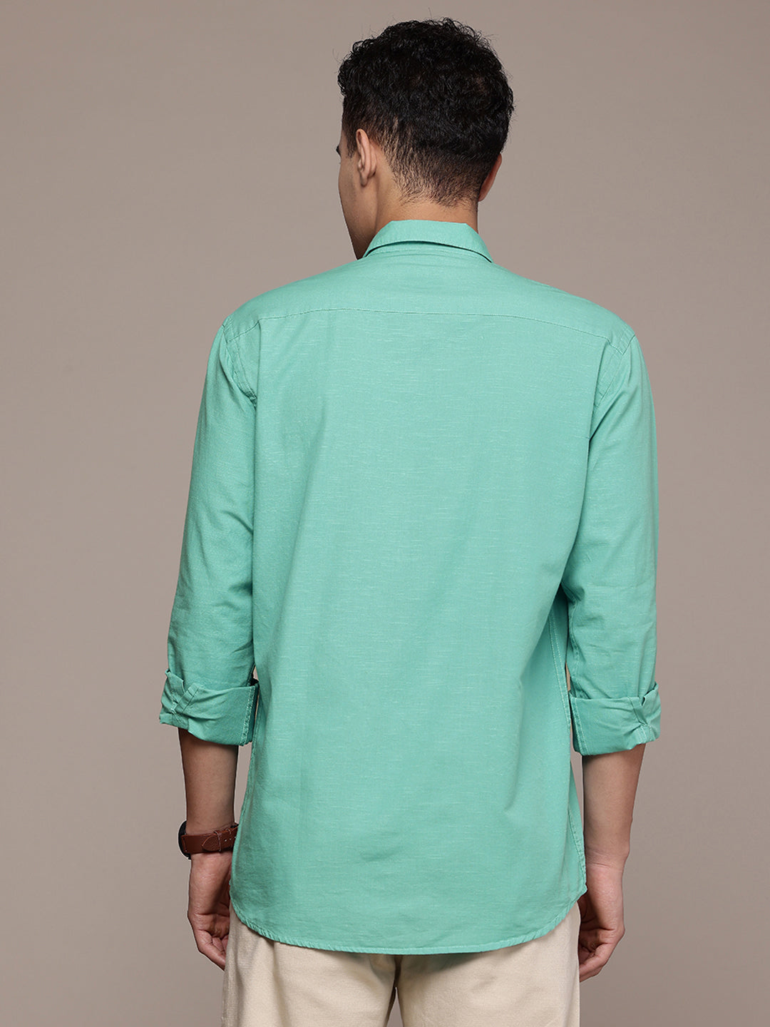 Men’s Sea Foam Blue Linen Full Sleeves Casual Shirt