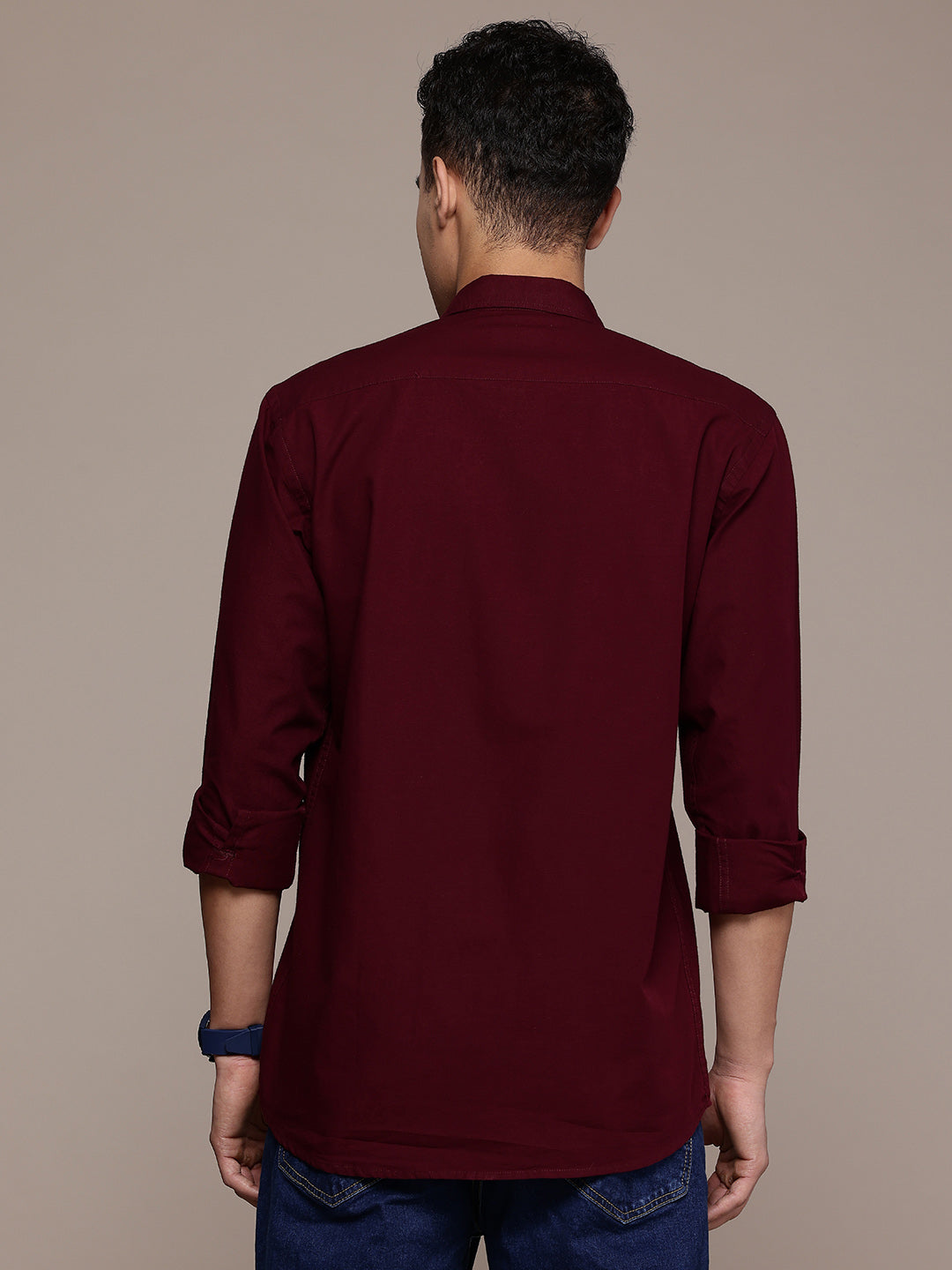 Men’s Maroon Linen Full Sleeves Casual Shirt