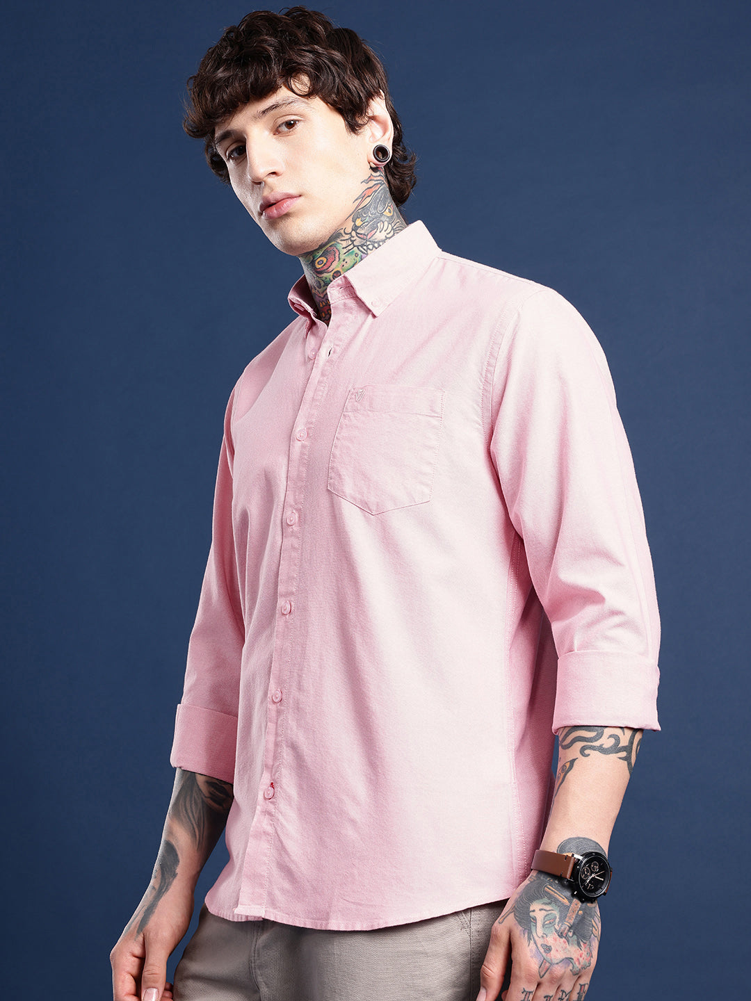 Blush Pink Oxford Cotton Shirt – Button-Down Collar & Chest Pocket