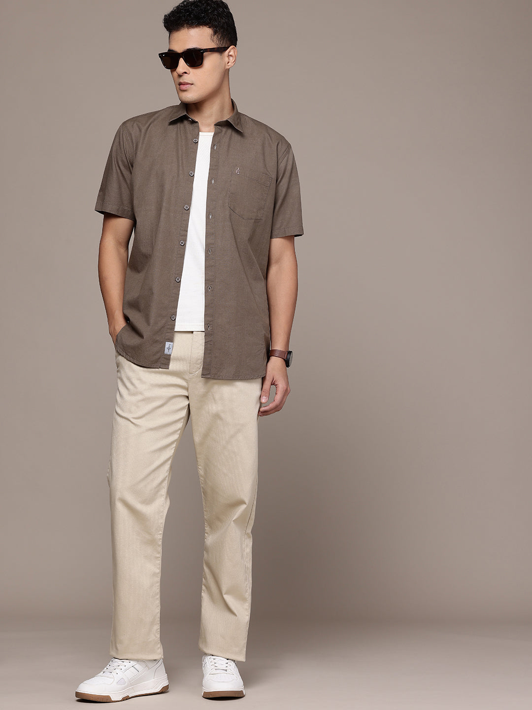 Men’s Brown Linen Half Sleeves Casual Shirt