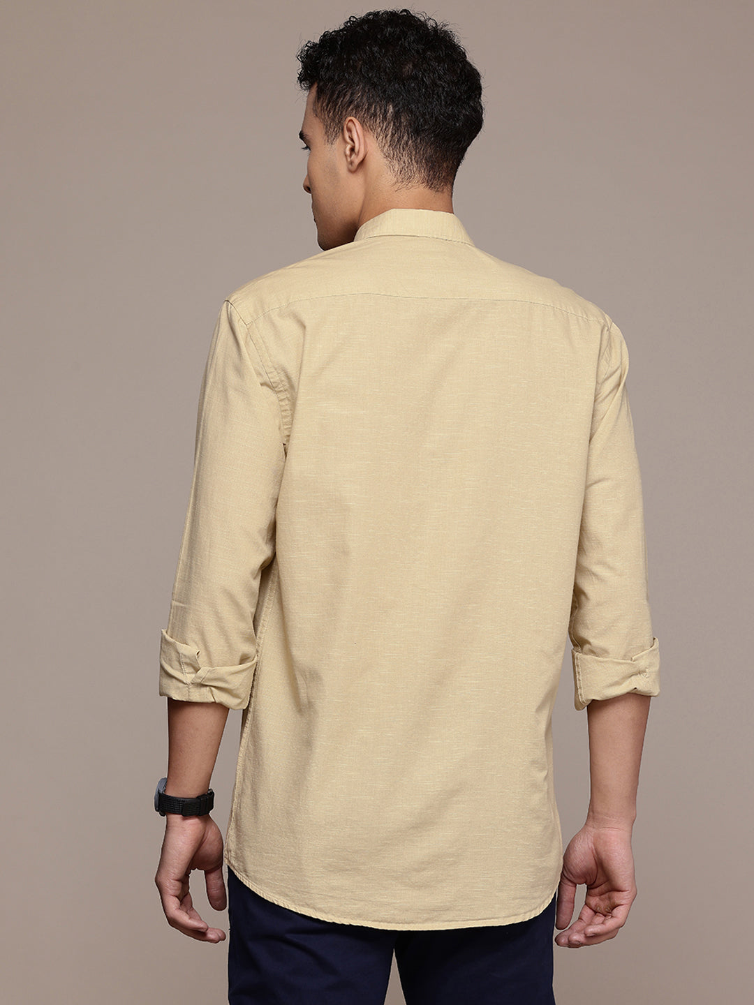 Men’s Cream Linen Full Sleeves Casual Shirt