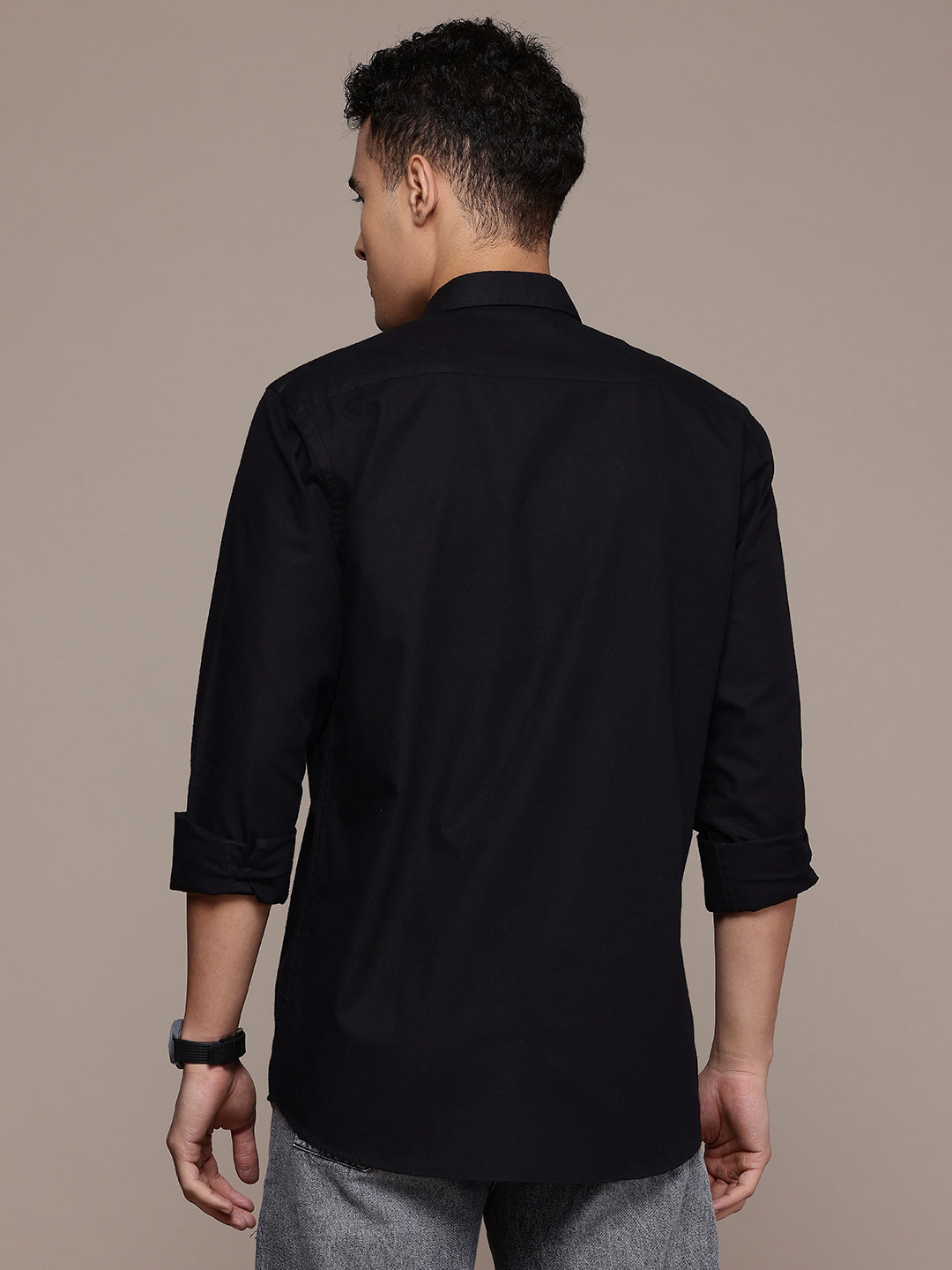 Men’s Black Linen Full Sleeves Casual Shirt
