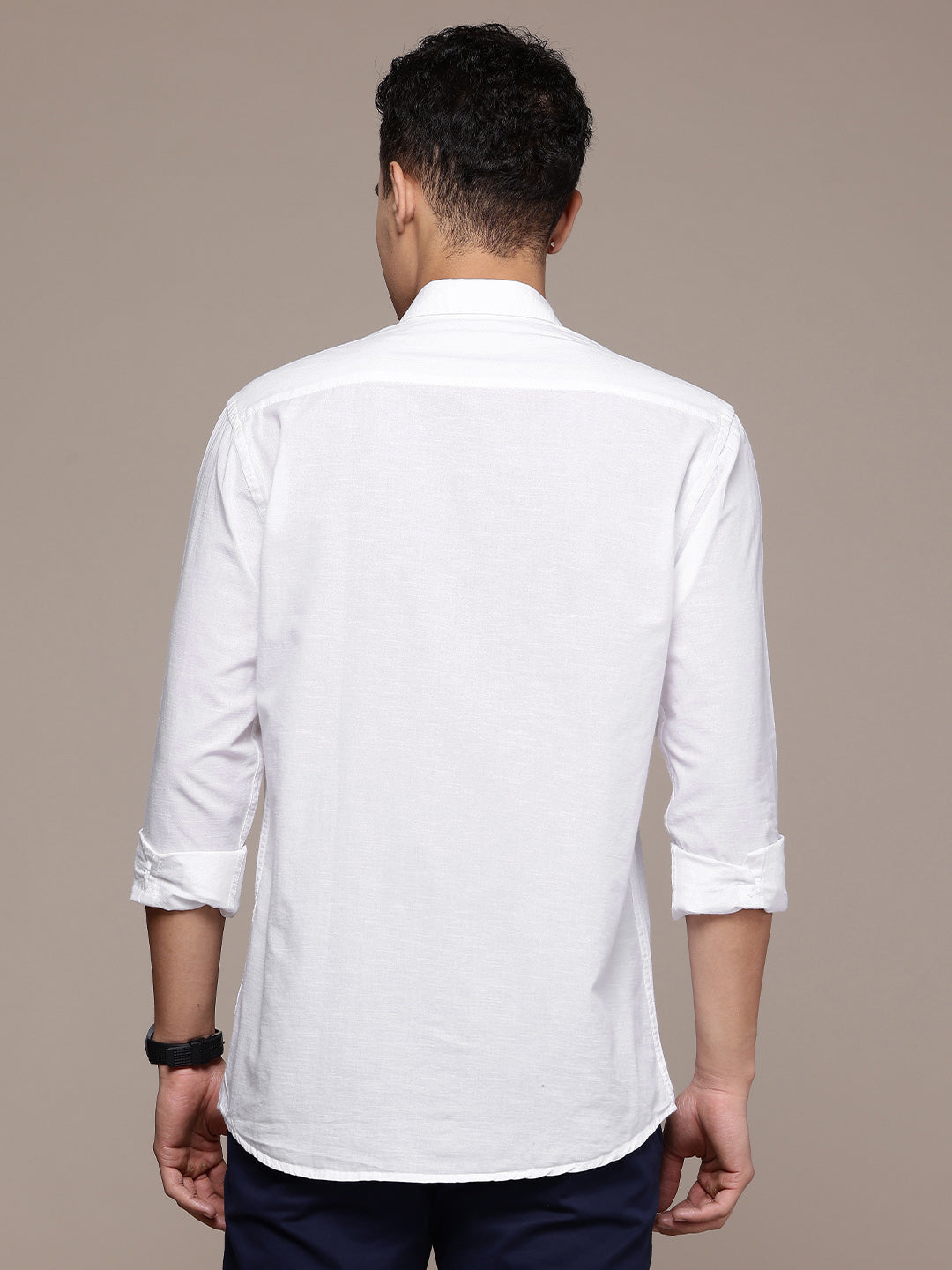 Men’s White Linen Full Sleeves Casual Shirt