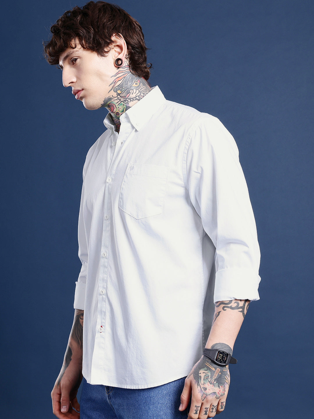 Bright White Oxford Cotton Shirt – Button-Down Collar & Chest Pocket