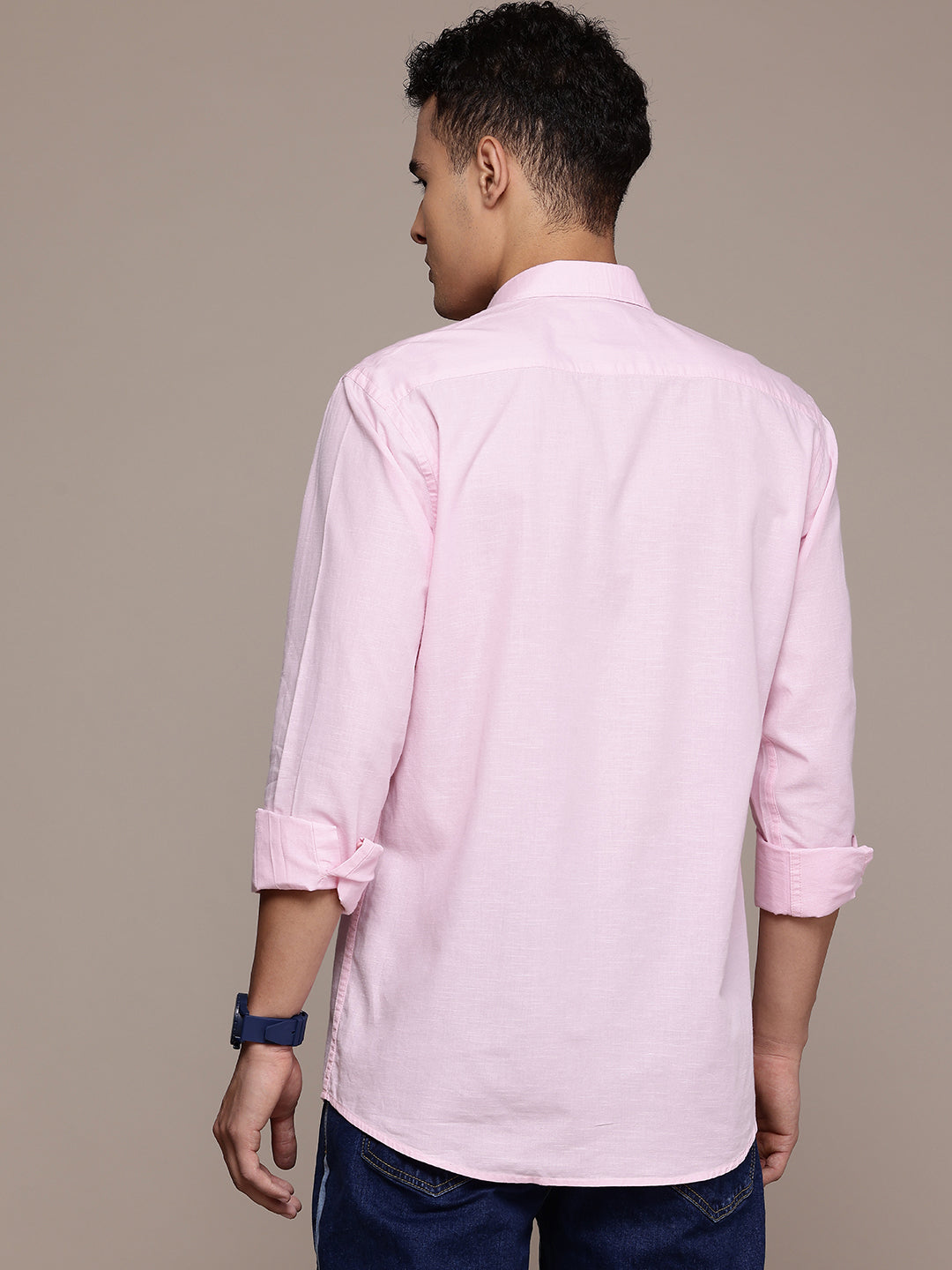Men’s Pink Linen Full Sleeves Casual Shirt