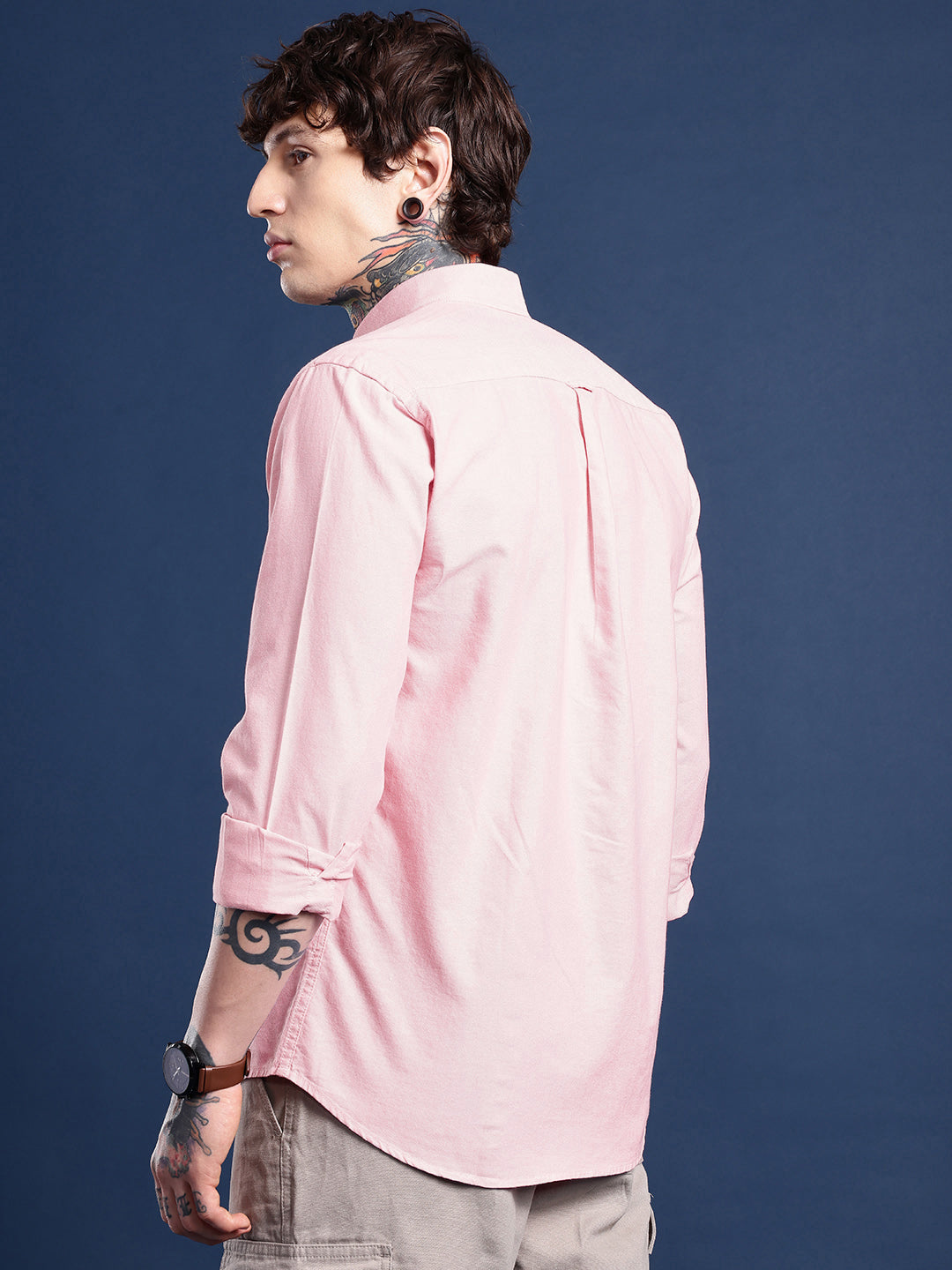 Blush Pink Oxford Cotton Shirt – Button-Down Collar & Chest Pocket