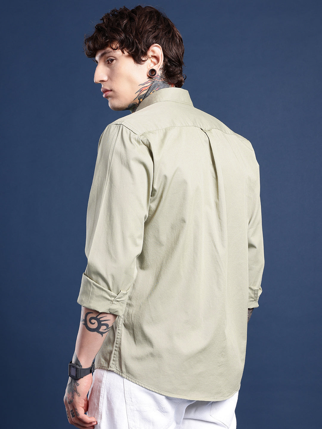 Pistachio Green Oxford Cotton Shirt – Button-Down Collar & Chest Pocket