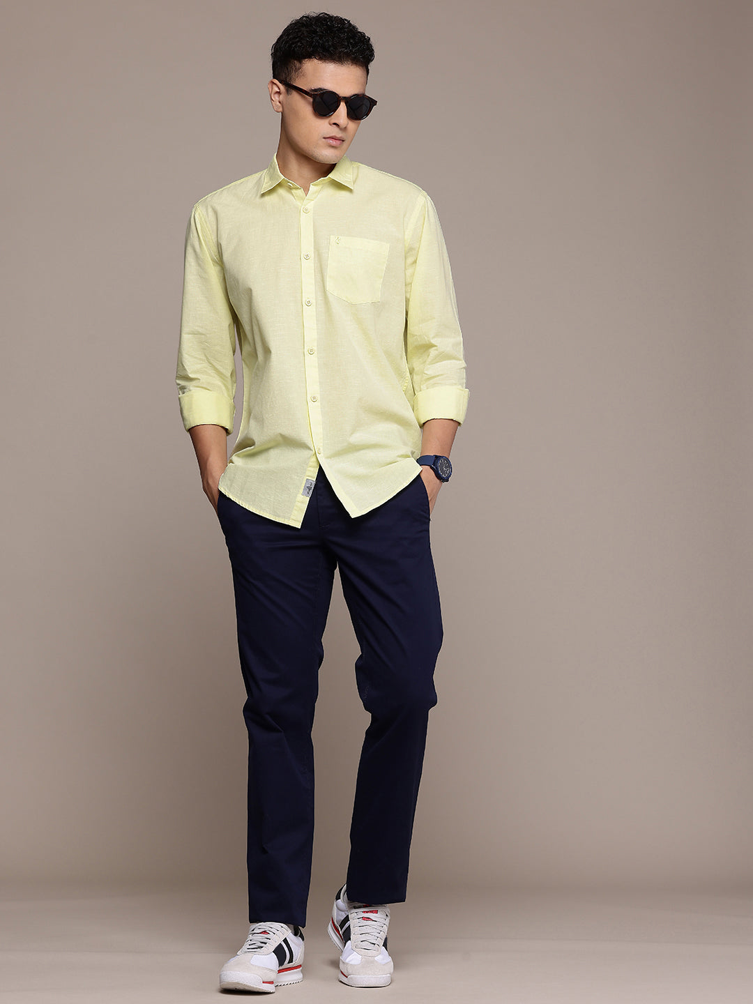 Men’s Yellow Linen Full Sleeves Casual Shirt