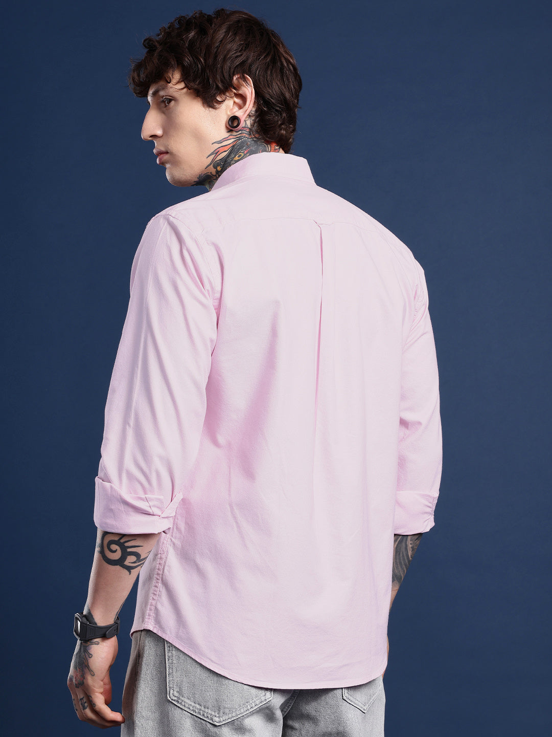 Powder Pink Oxford Cotton Shirt – Button-Down Collar & Chest Pocket