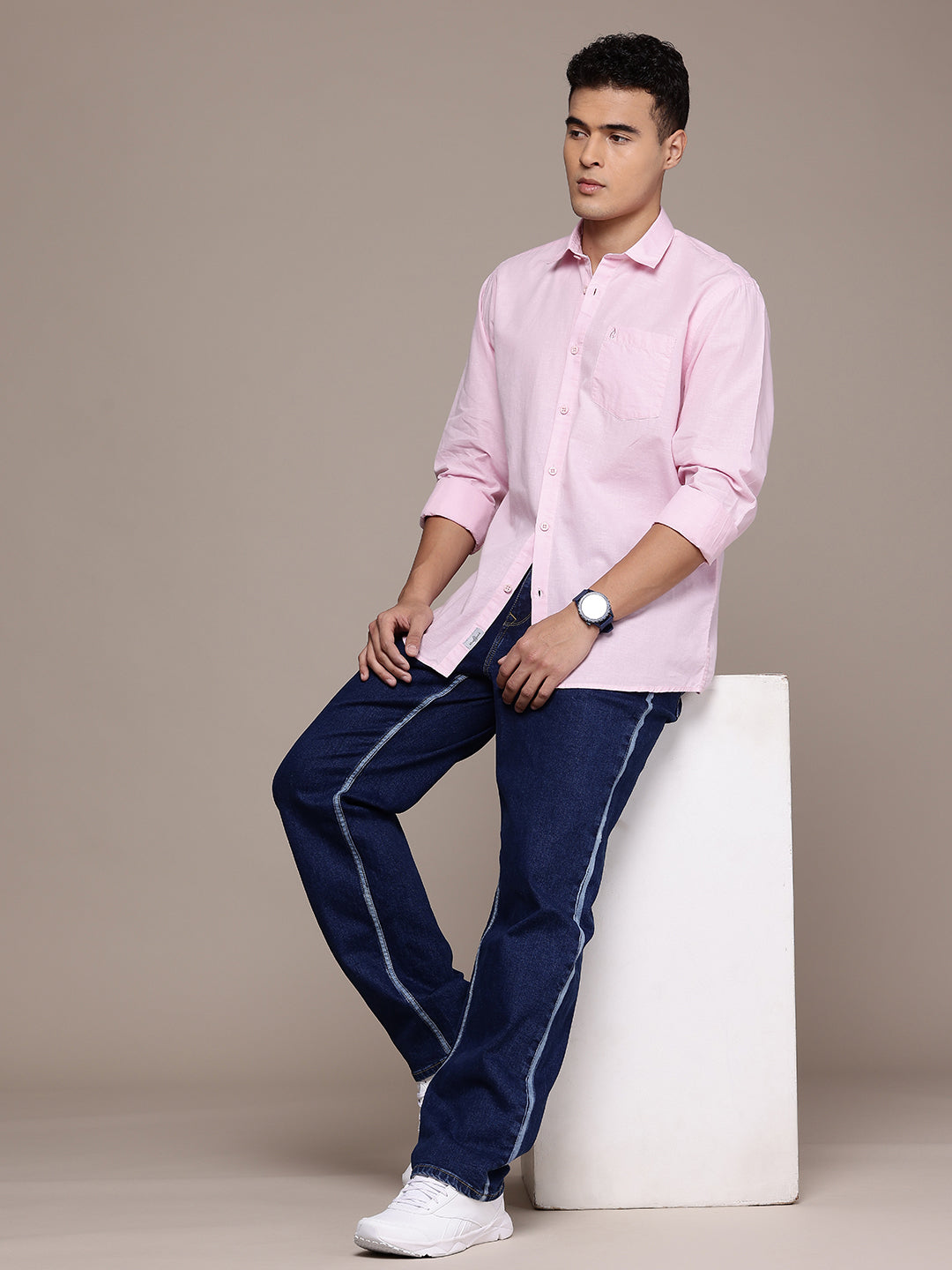 Men’s Pink Linen Full Sleeves Casual Shirt
