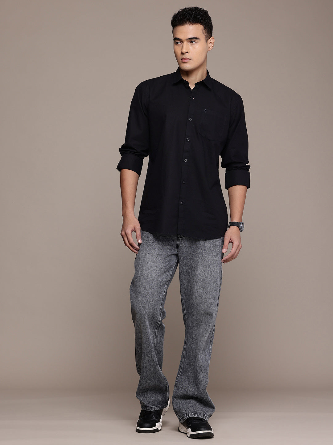 Men’s Black Linen Full Sleeves Casual Shirt