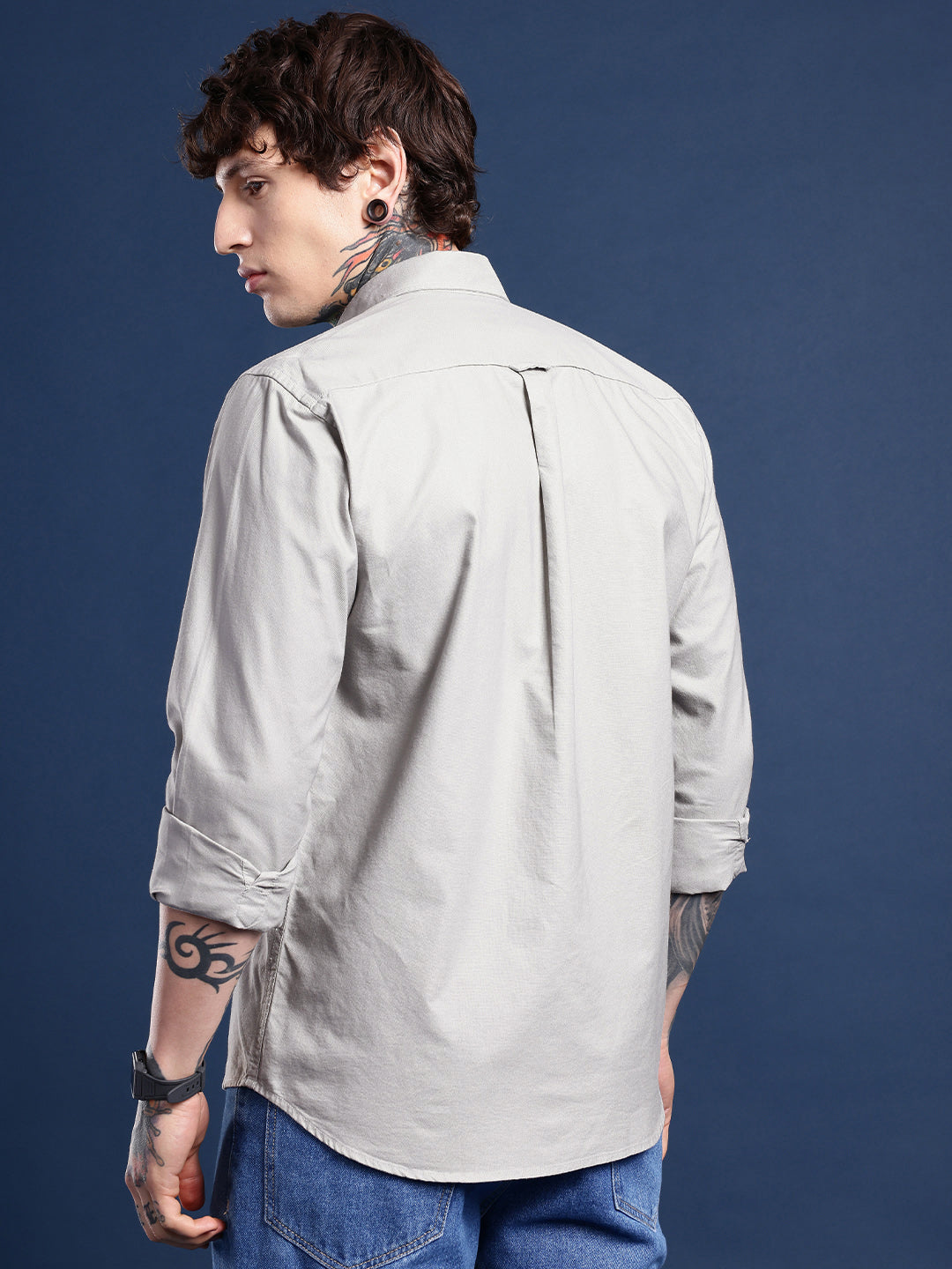 Stone Khaki Oxford Cotton Shirt – Button-Down Collar & Chest Pocket