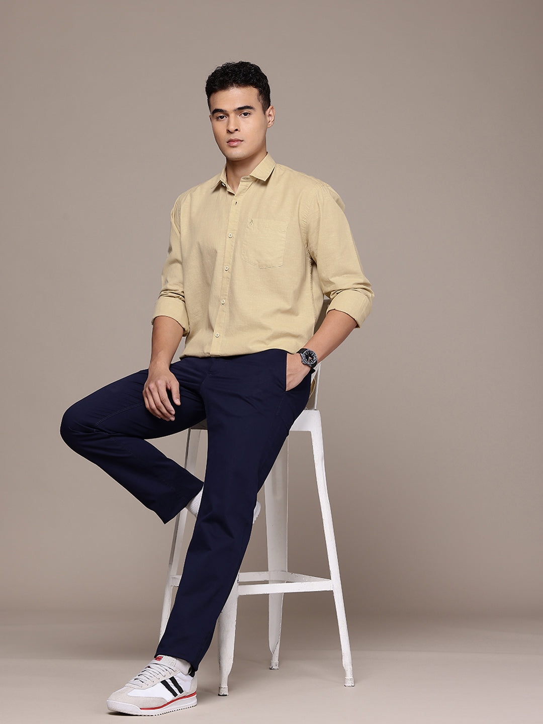 Men’s Cream Linen Full Sleeves Casual Shirt