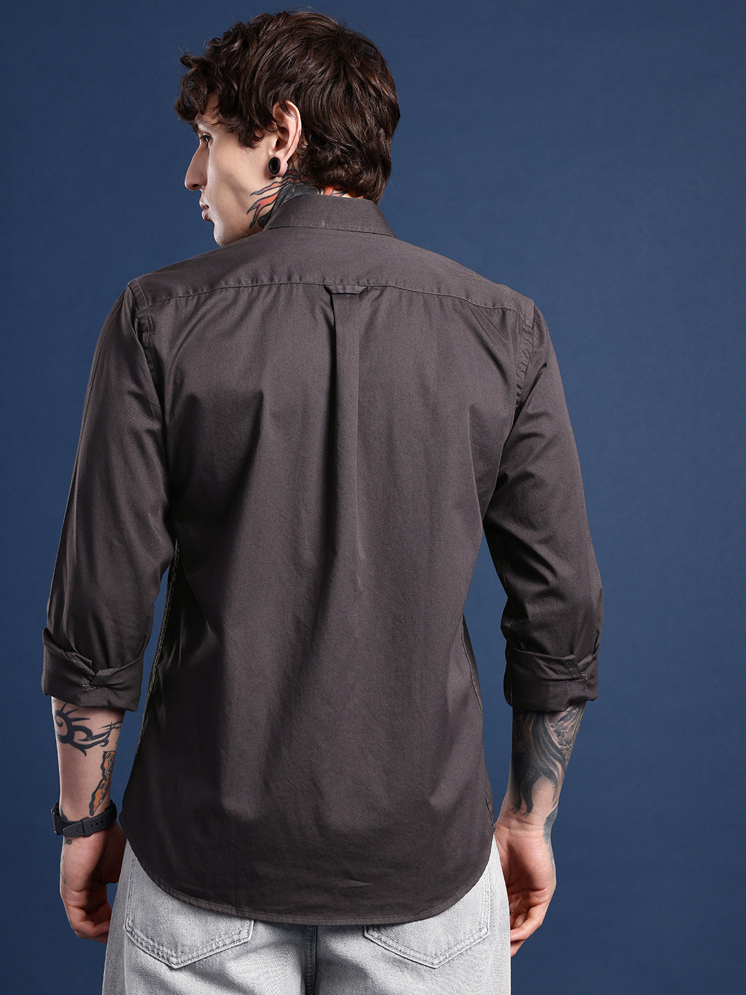 Espresso Brown Oxford Cotton Shirt – Button-Down Collar & Chest Pocket