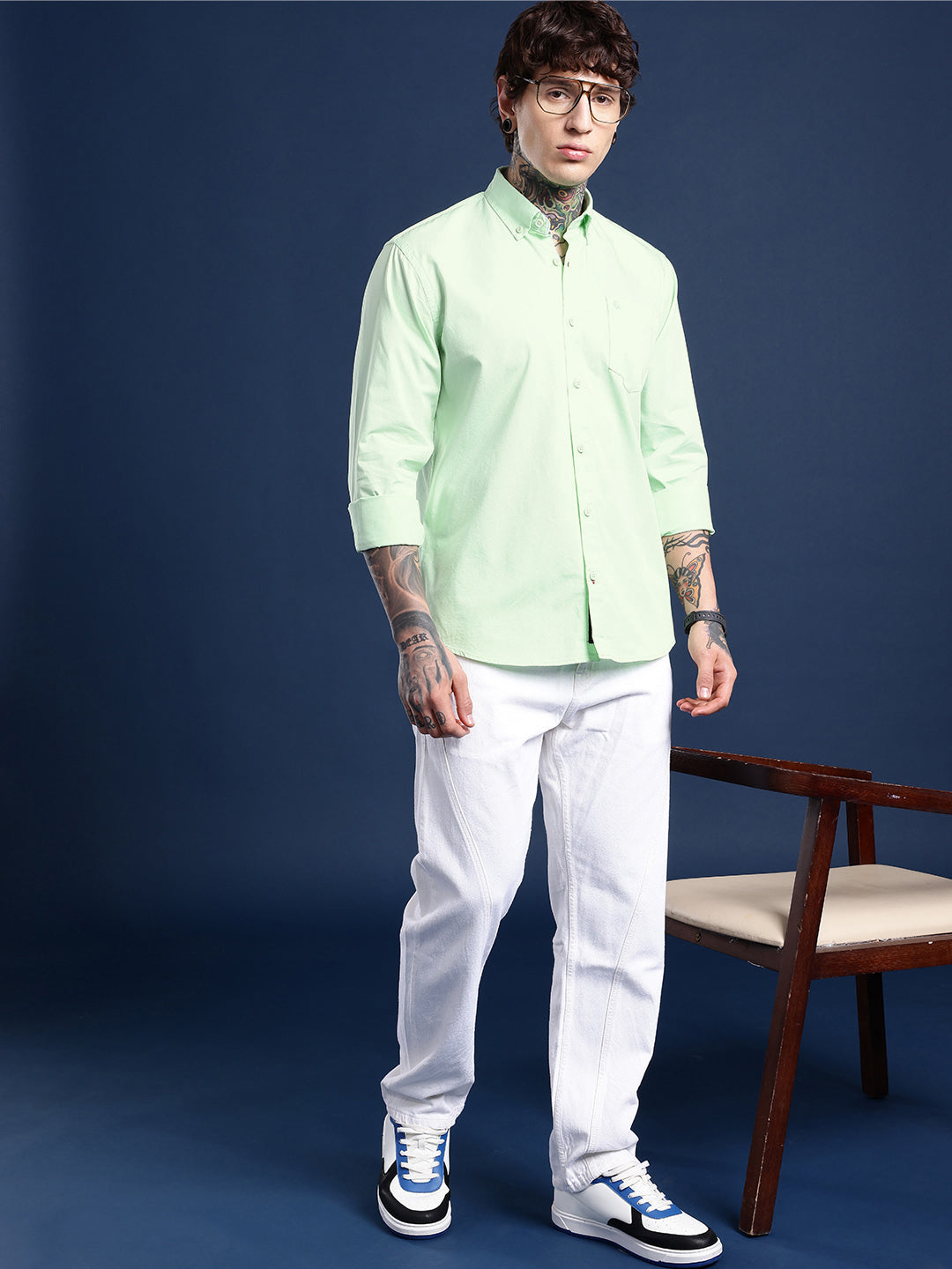 Pastel Mint Oxford Cotton Shirt – Button-Down Collar & Chest Pocket