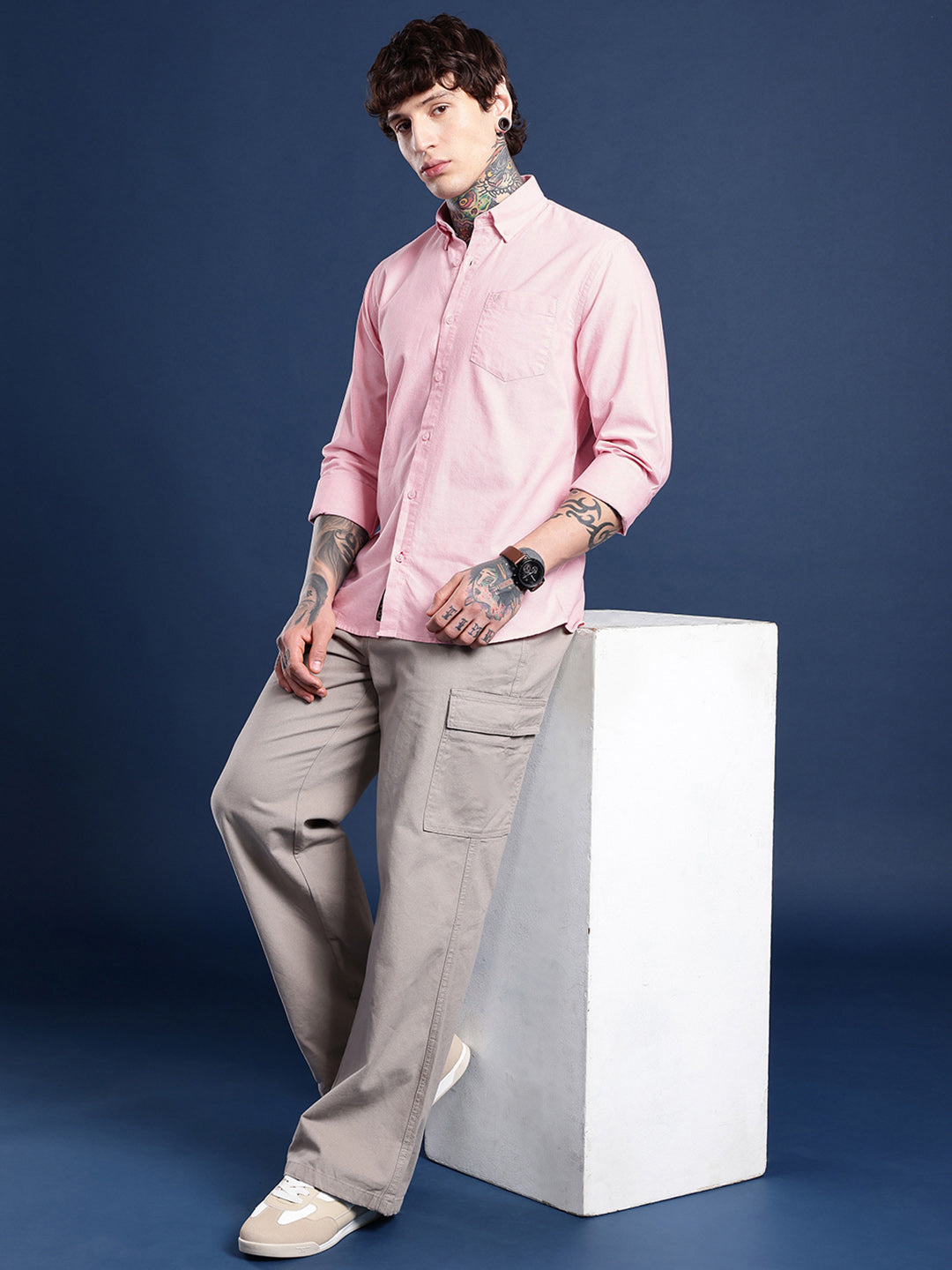 Blush Pink Oxford Cotton Shirt – Button-Down Collar & Chest Pocket