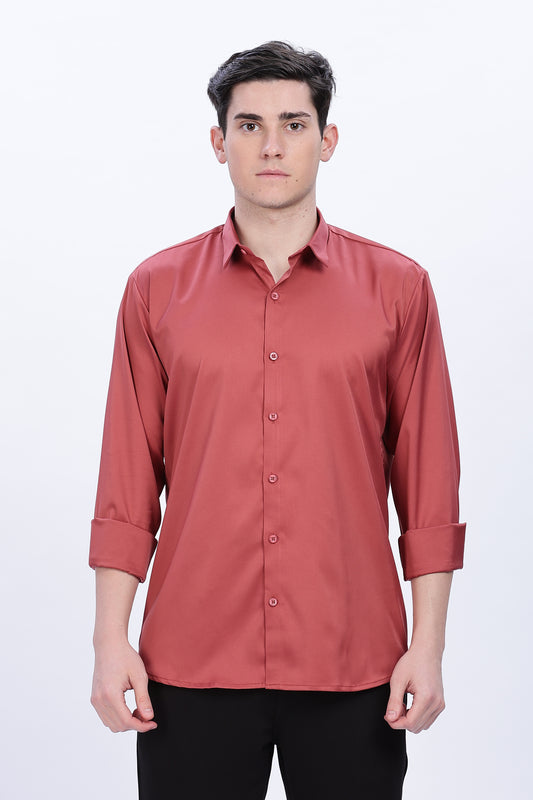 Terracotta Luxe-Satin Shirt