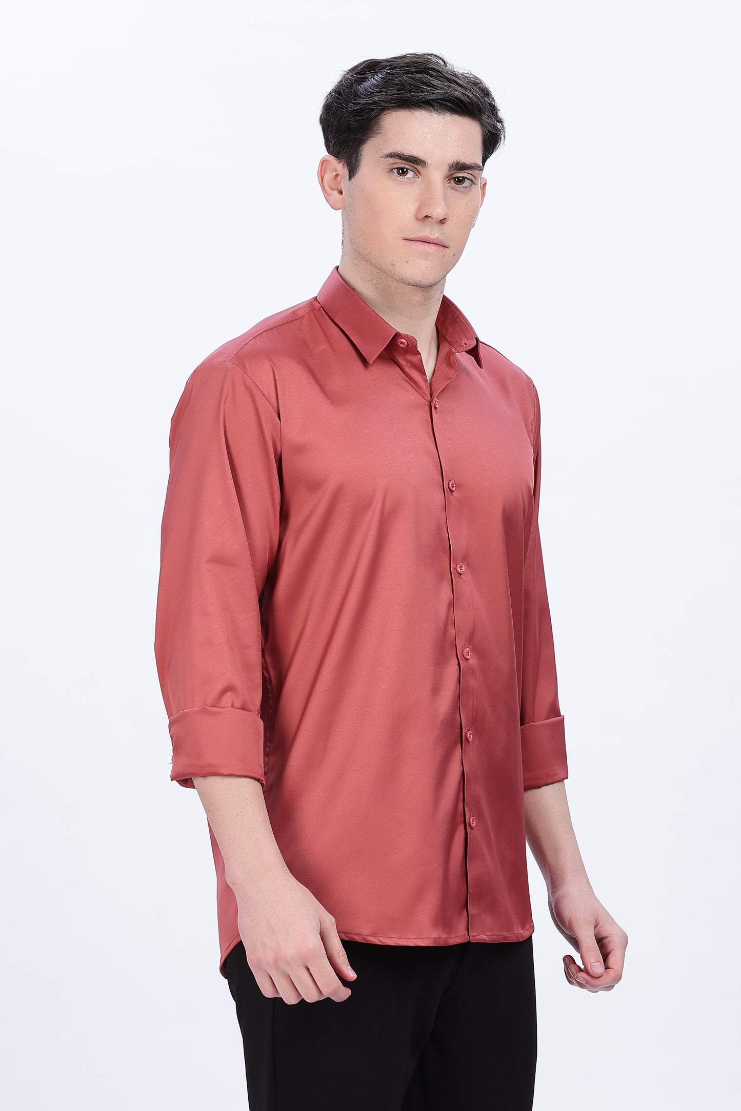 Terracotta Luxe-Satin Shirt