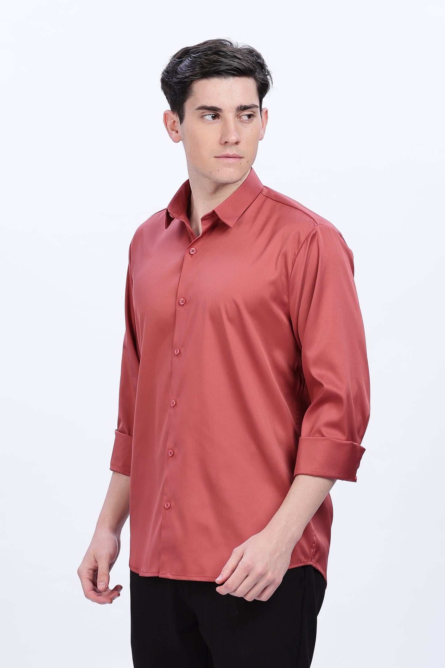 Terracotta Luxe-Satin Shirt