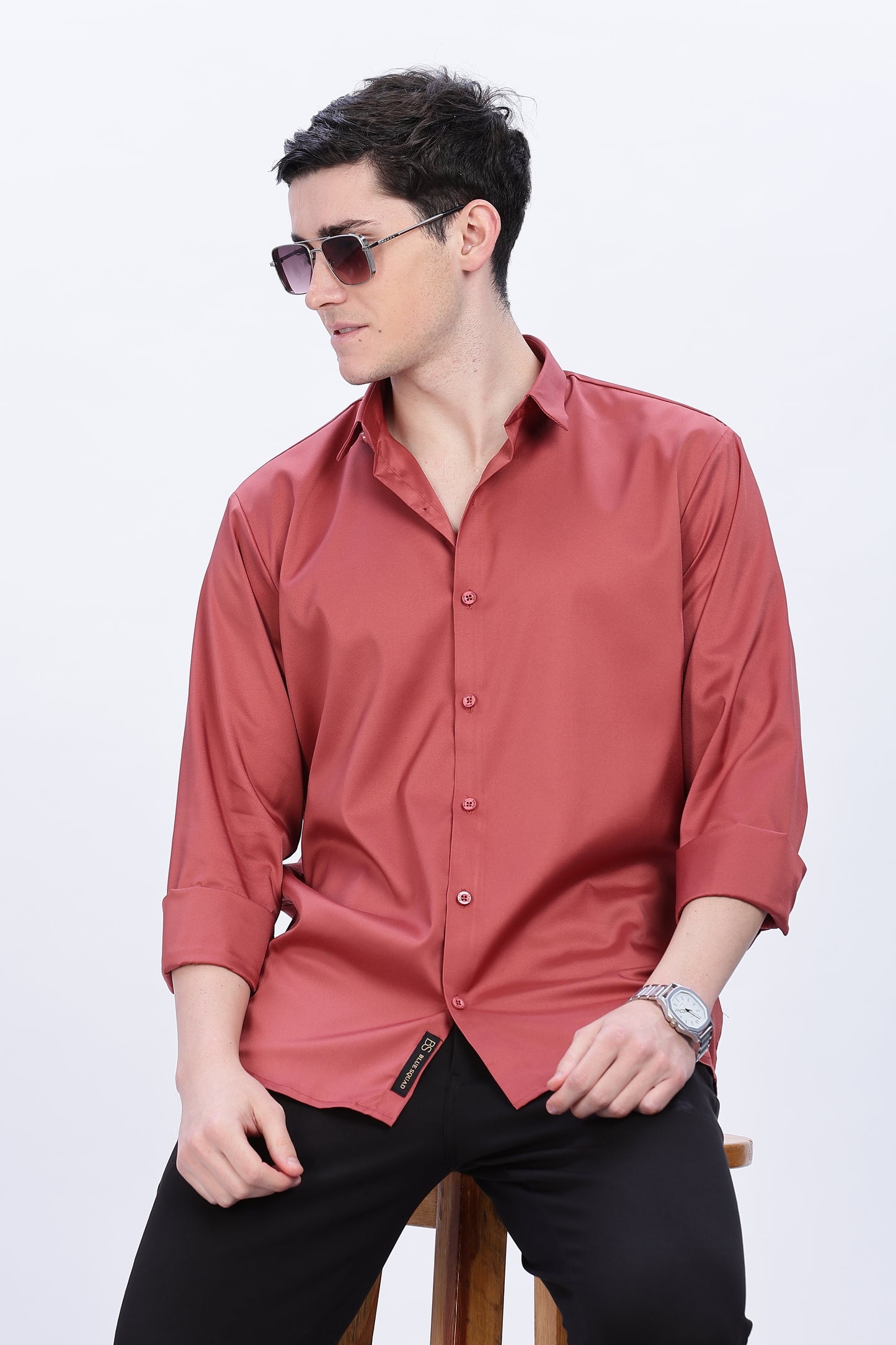 Terracotta Luxe-Satin Shirt