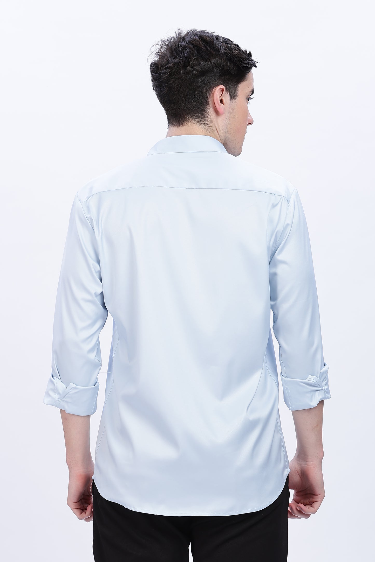 Frost Blue Luxe-Satin Shirt
