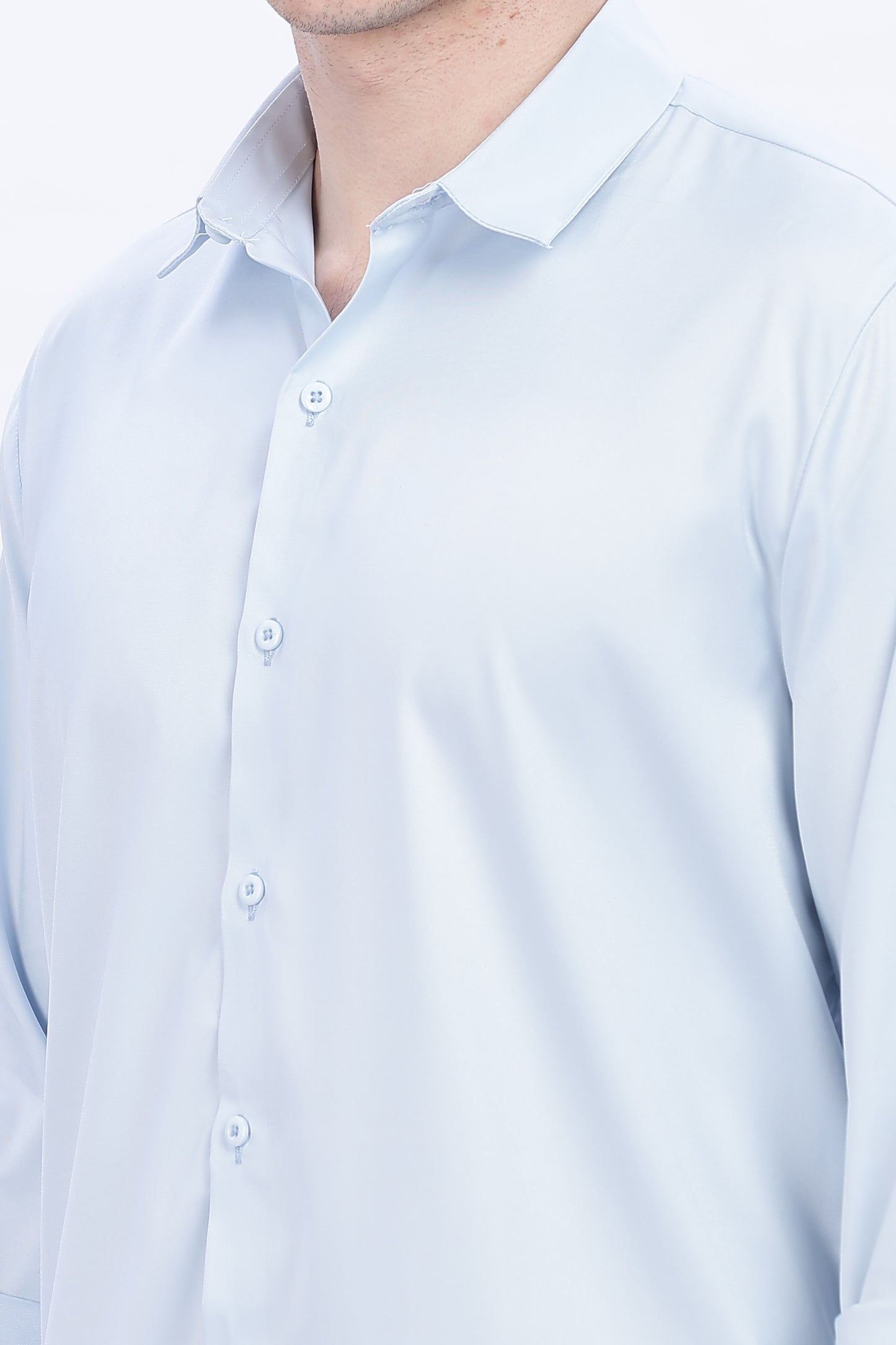 Frost Blue Luxe-Satin Shirt