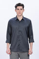 Graphite Luxe-Satin Long-Sleeve Shirt